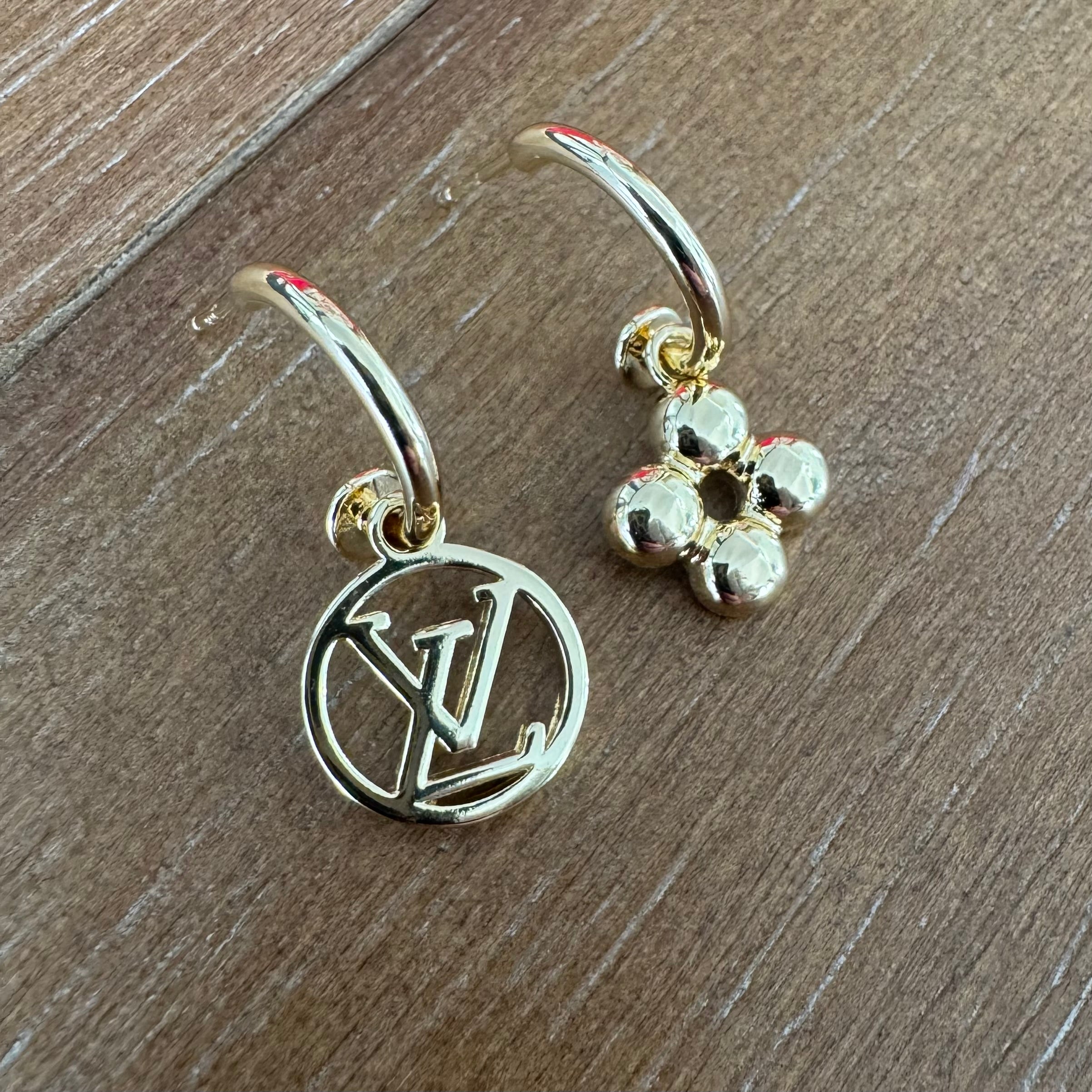 Gold Mismatch Emblem Earrings