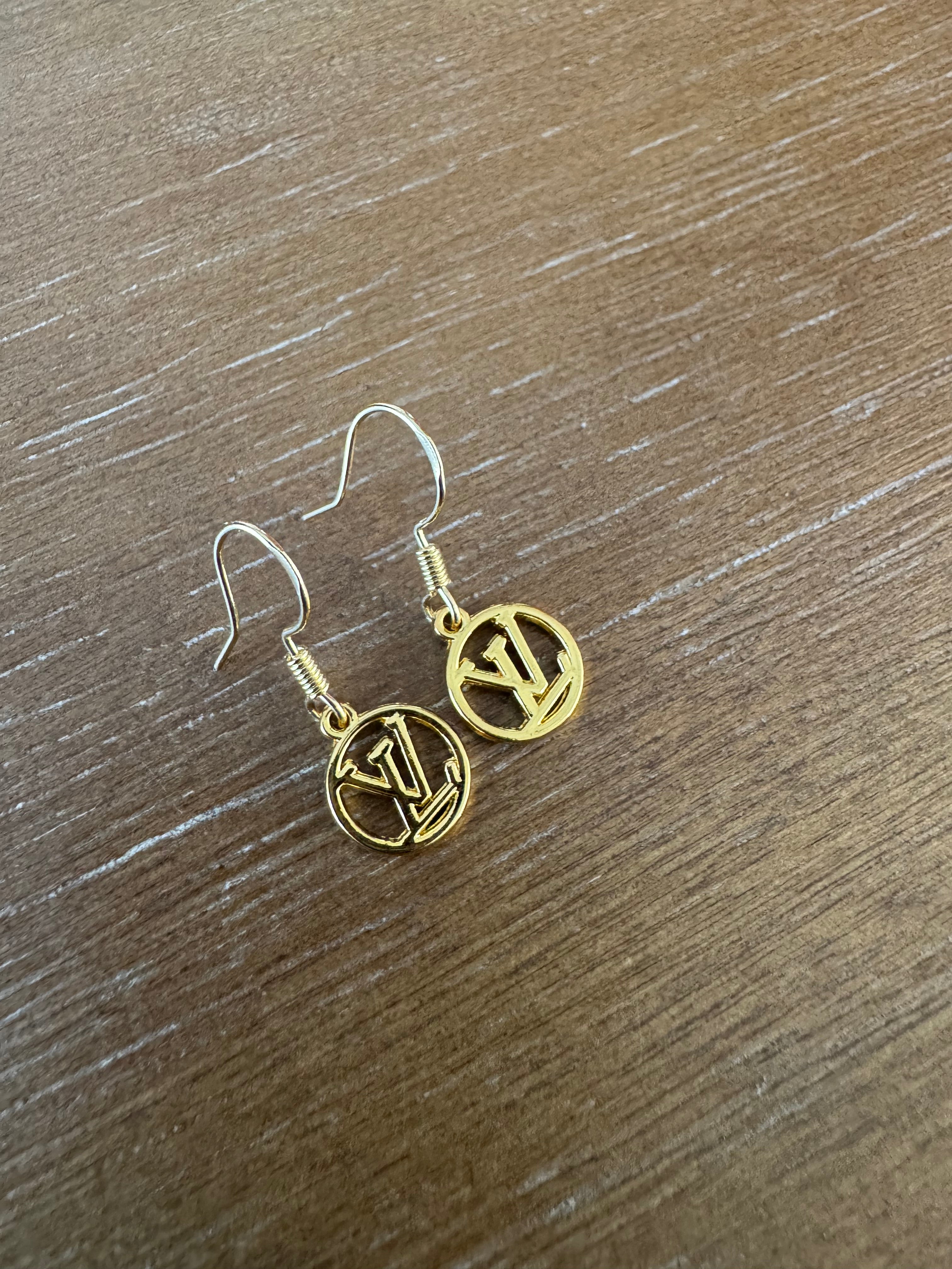 Gold Mini Monogram Circle Earrings