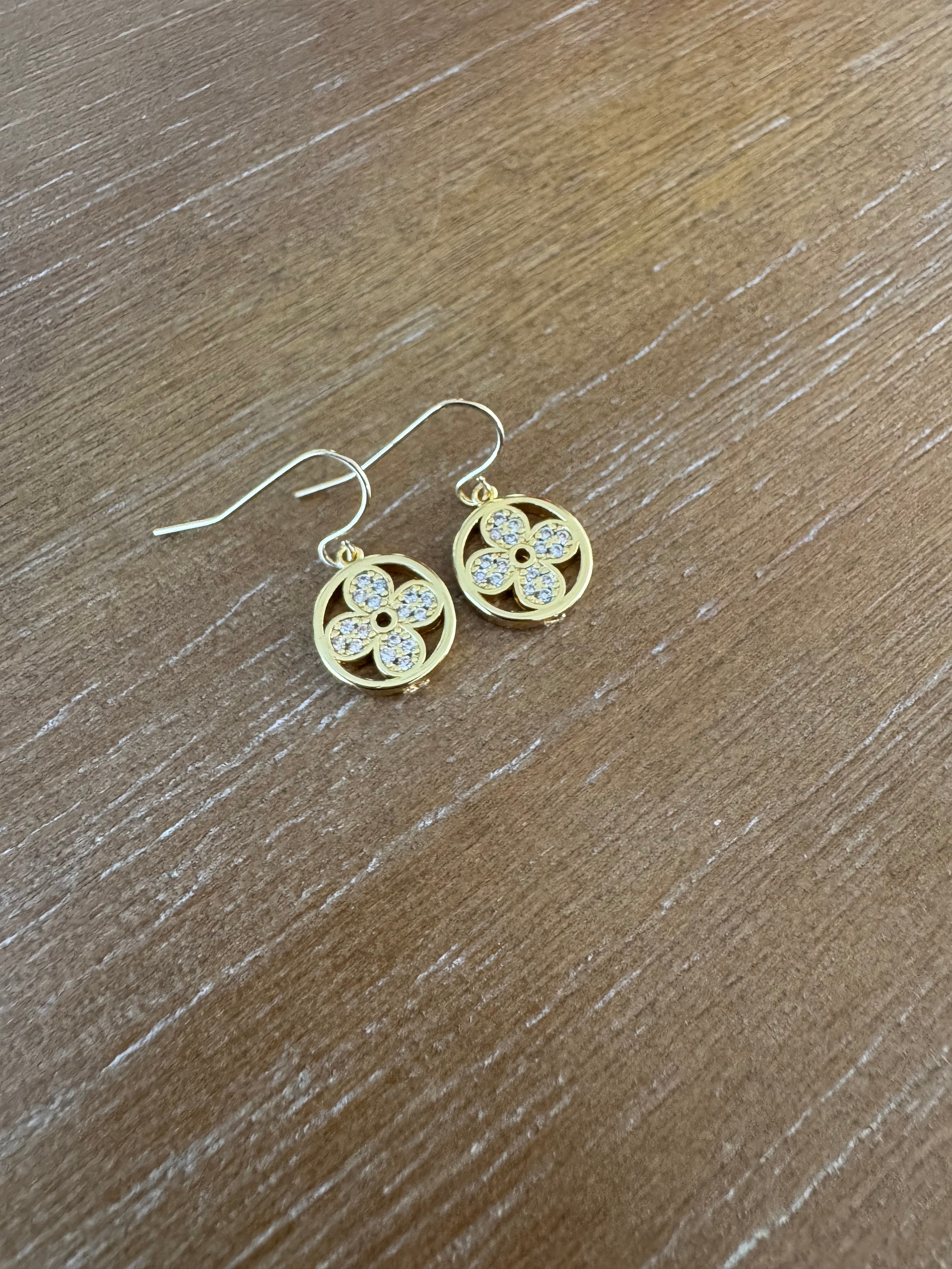 Gold and Rhinestone Mini Round Earrings