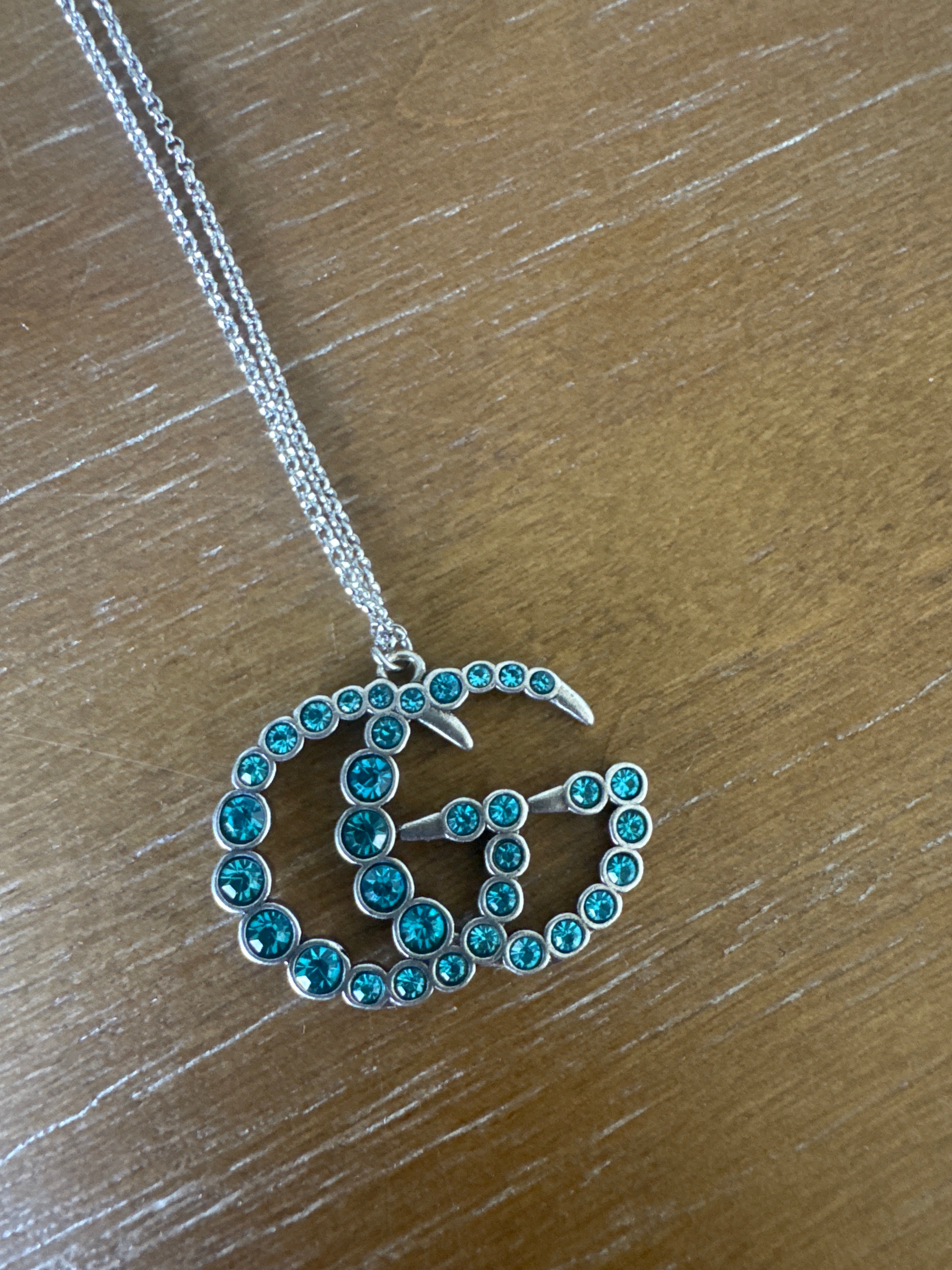 Silver and Turquoise Monogram Necklace