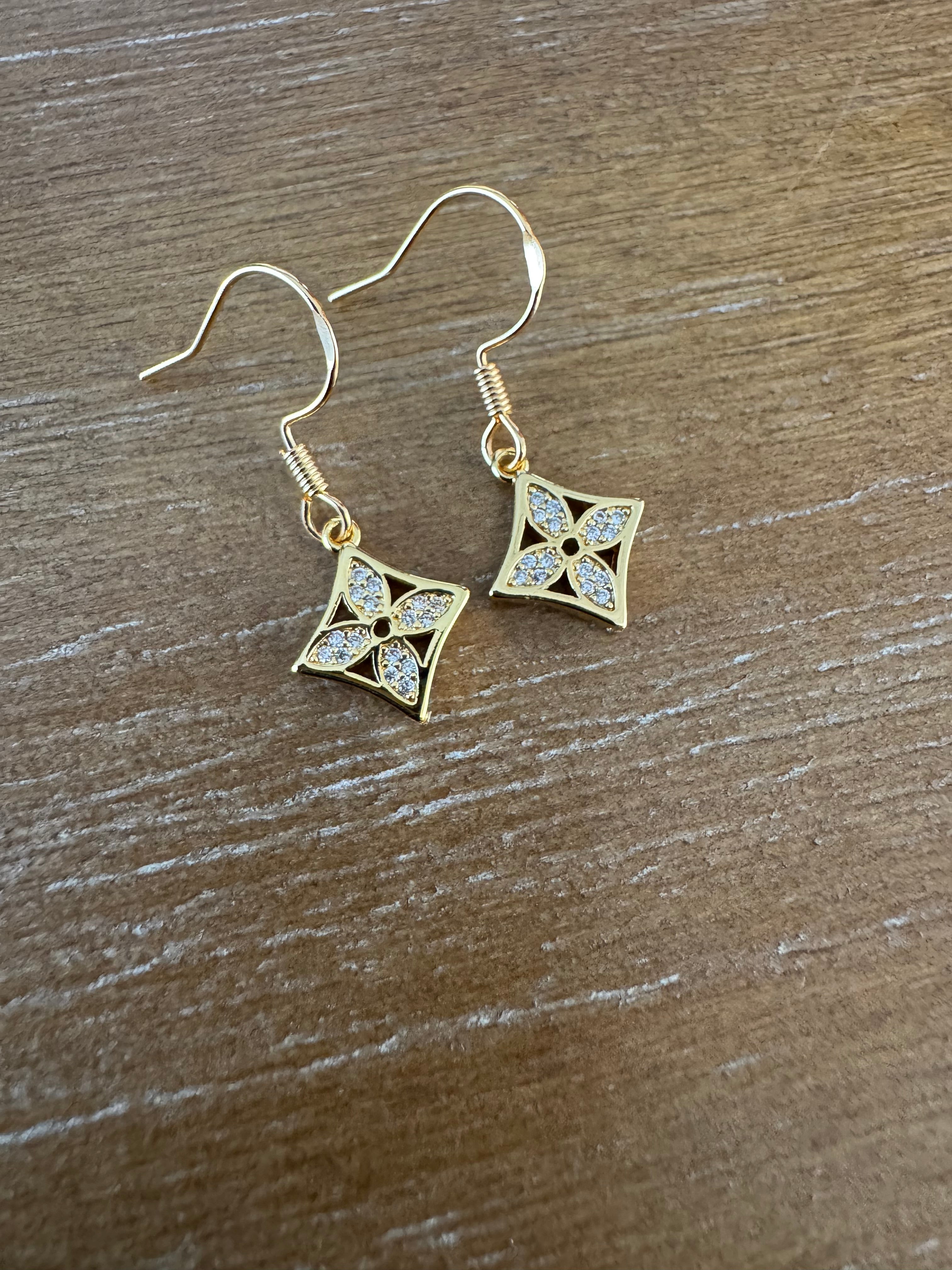 Gold and Rhinestone Mini Diamond Earrings