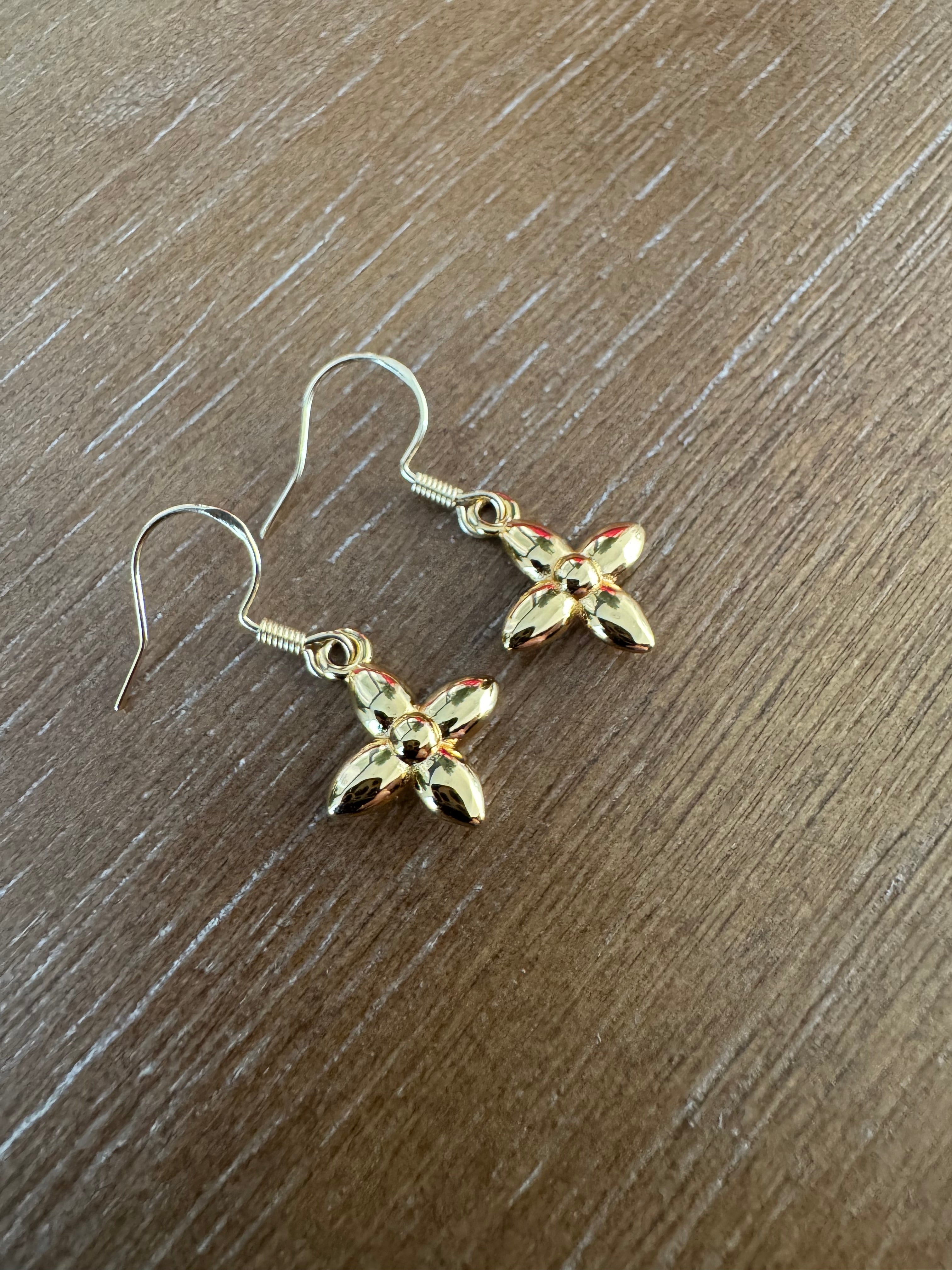 Gold Bubble Clover Earrings
