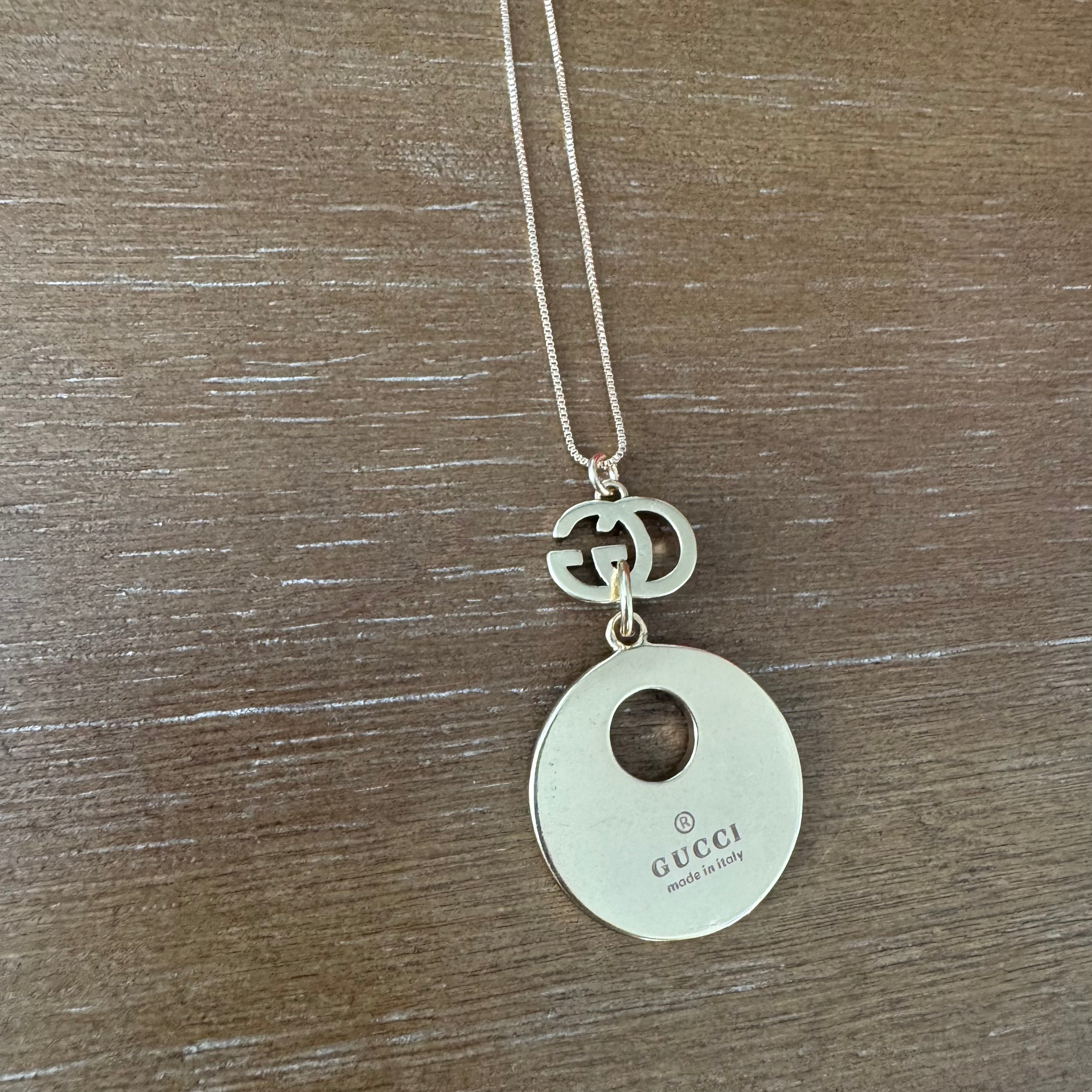 Gold Round and Double G Monogram Necklace