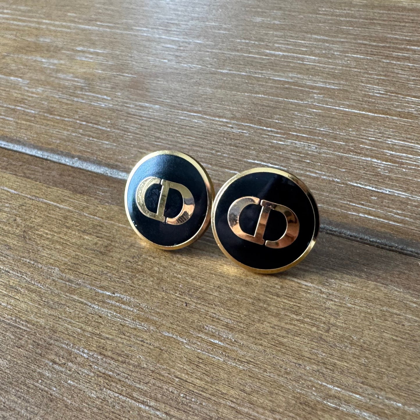 Gold and Black Enamel Light Metal Studs