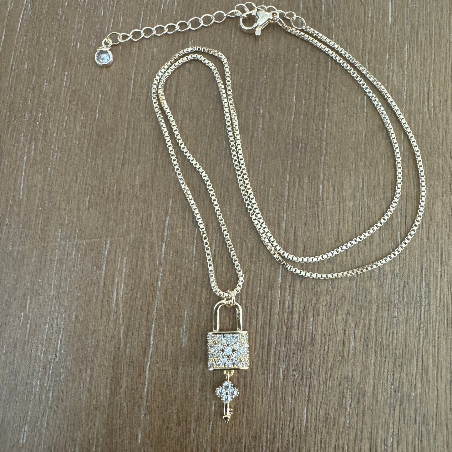 Lock and Key Rhinestone Necklace