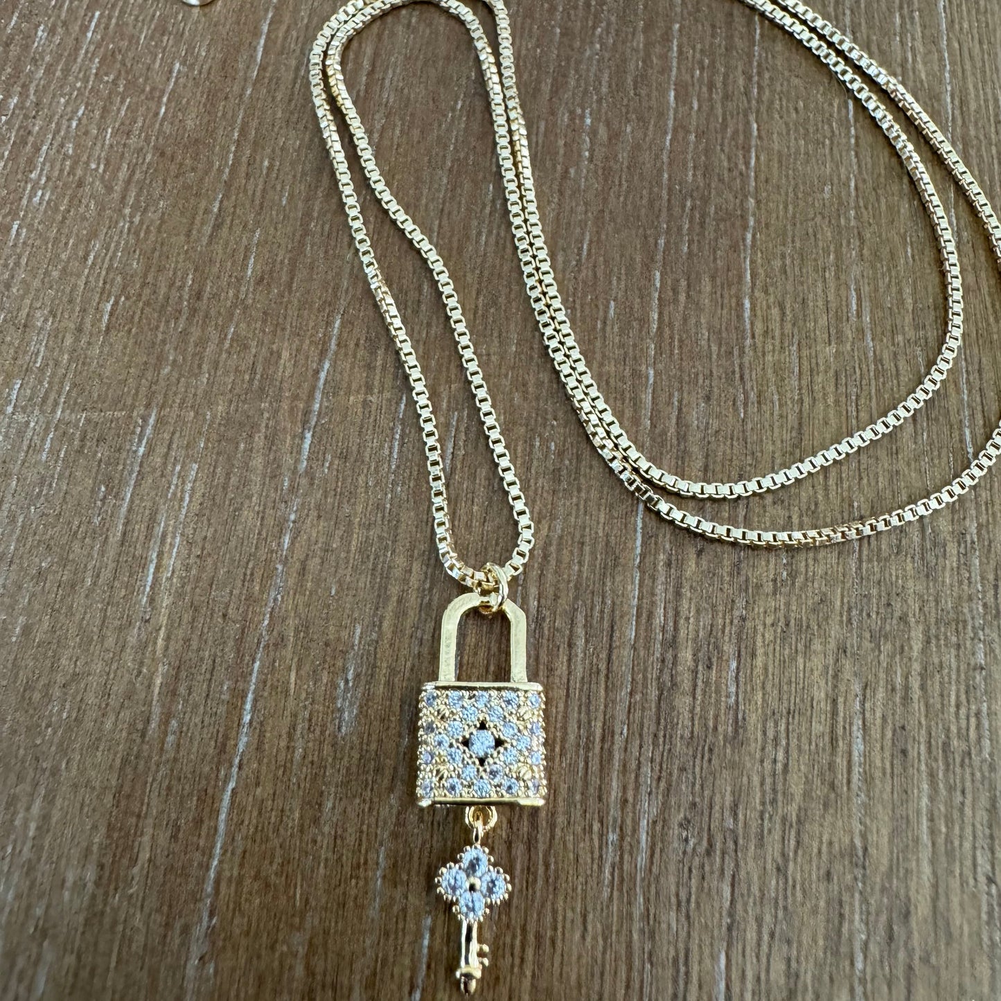 Lock and Key Rhinestone Necklace