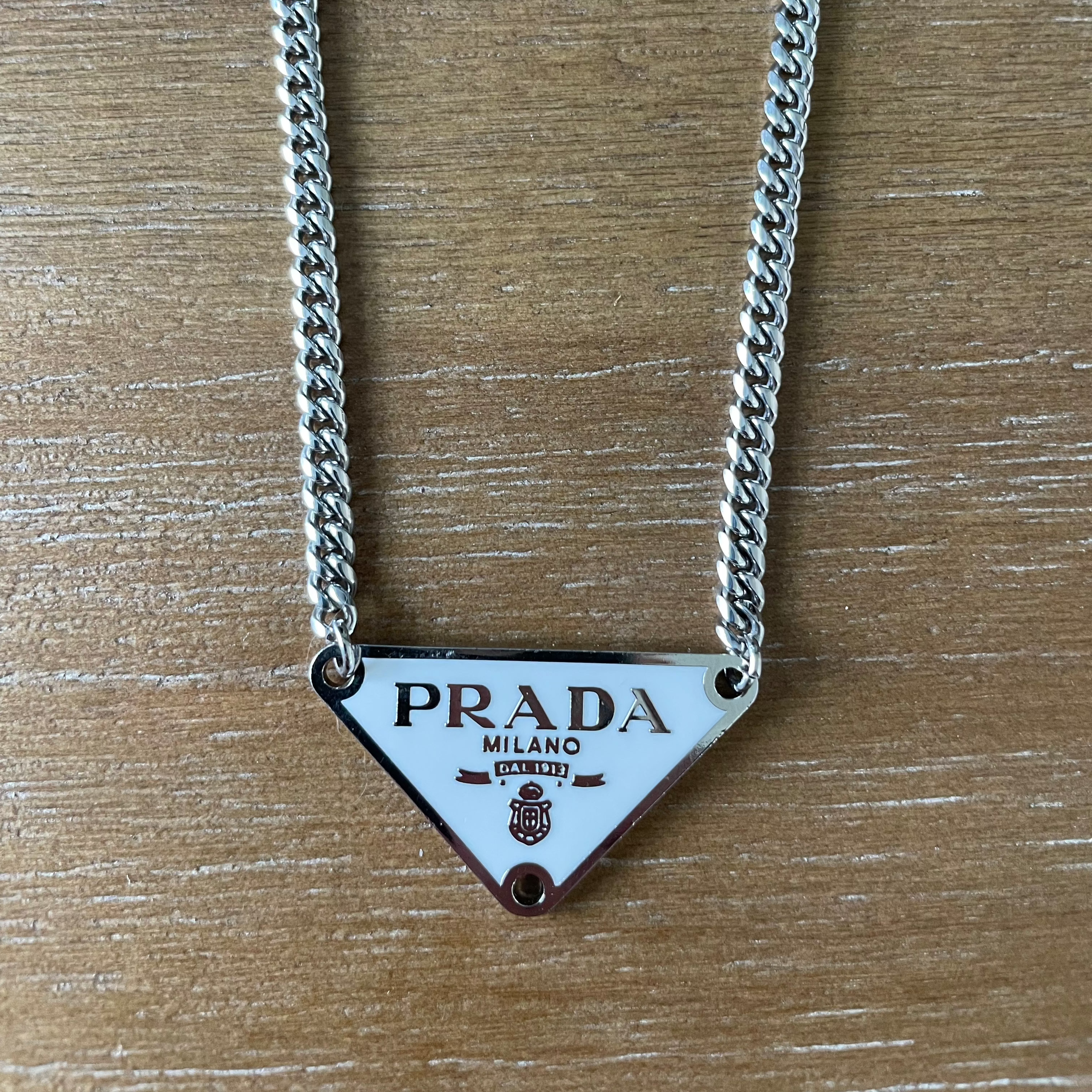 White and Silver Tag Necklace