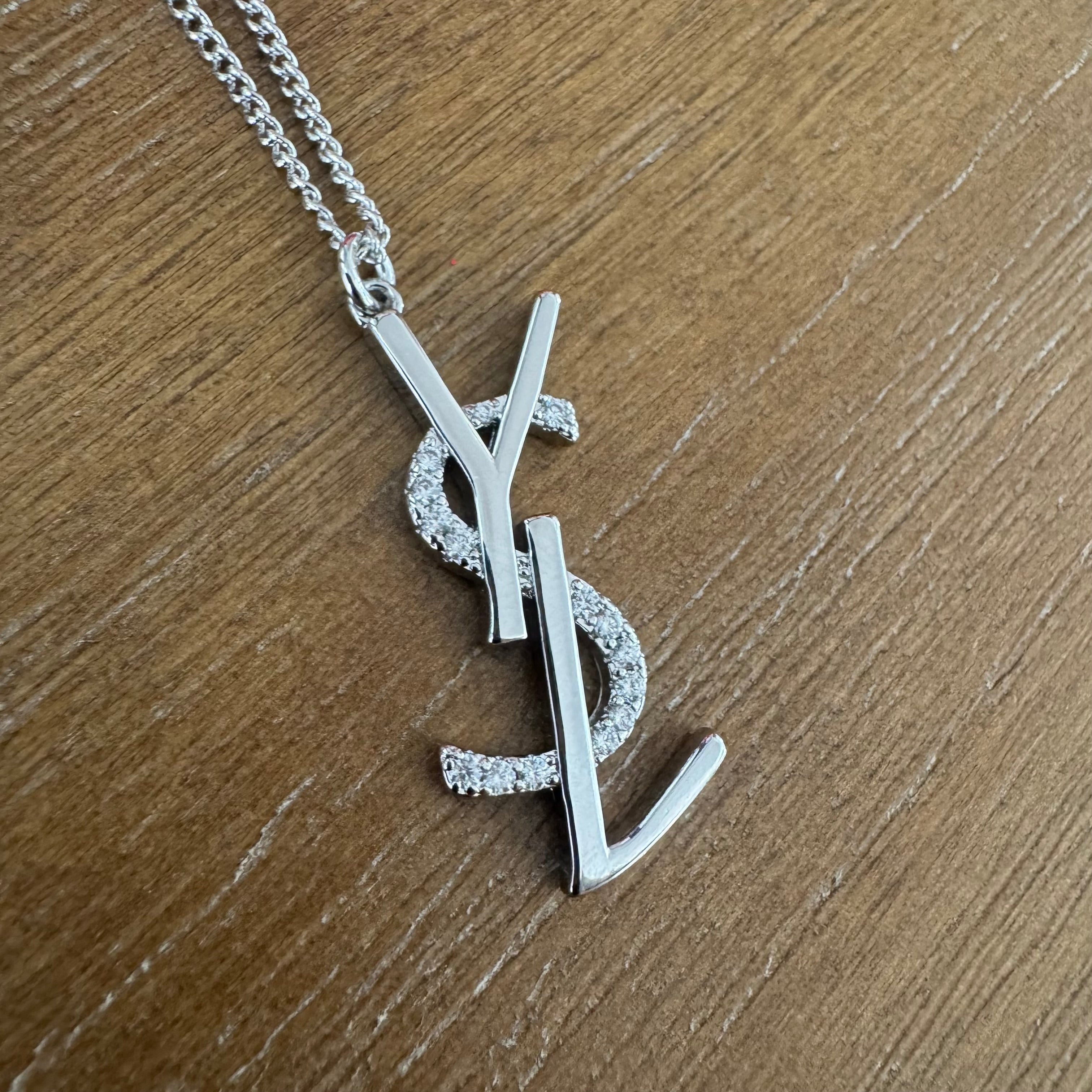 Silver Vertical Monogram Necklace