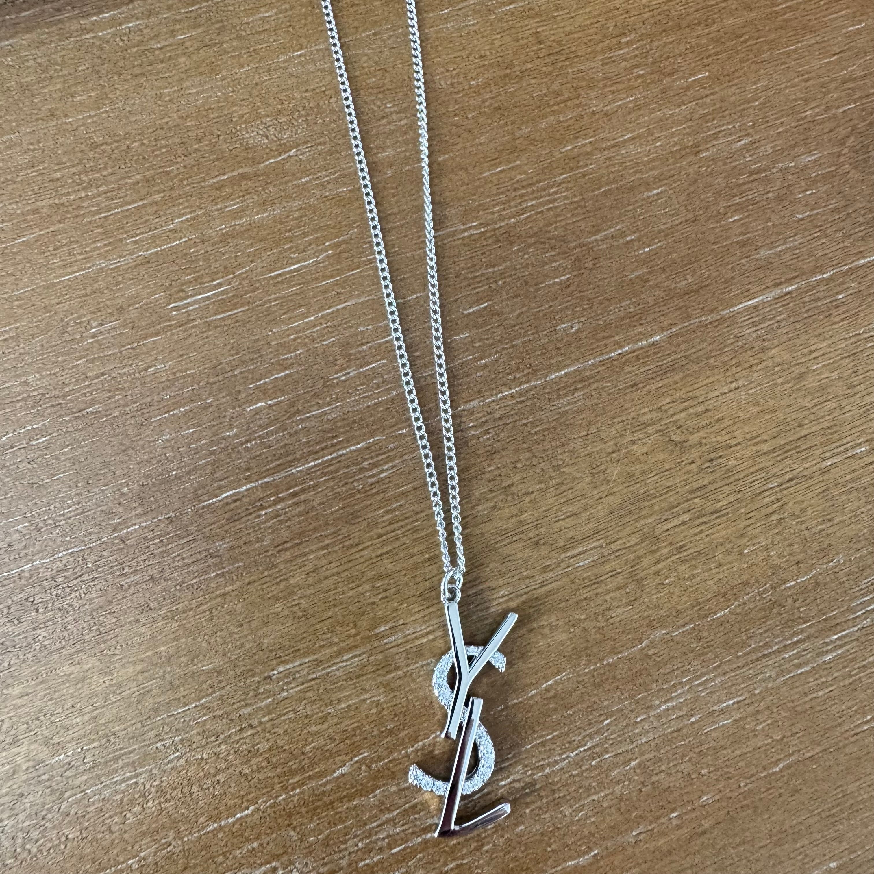 Silver Vertical Monogram Necklace