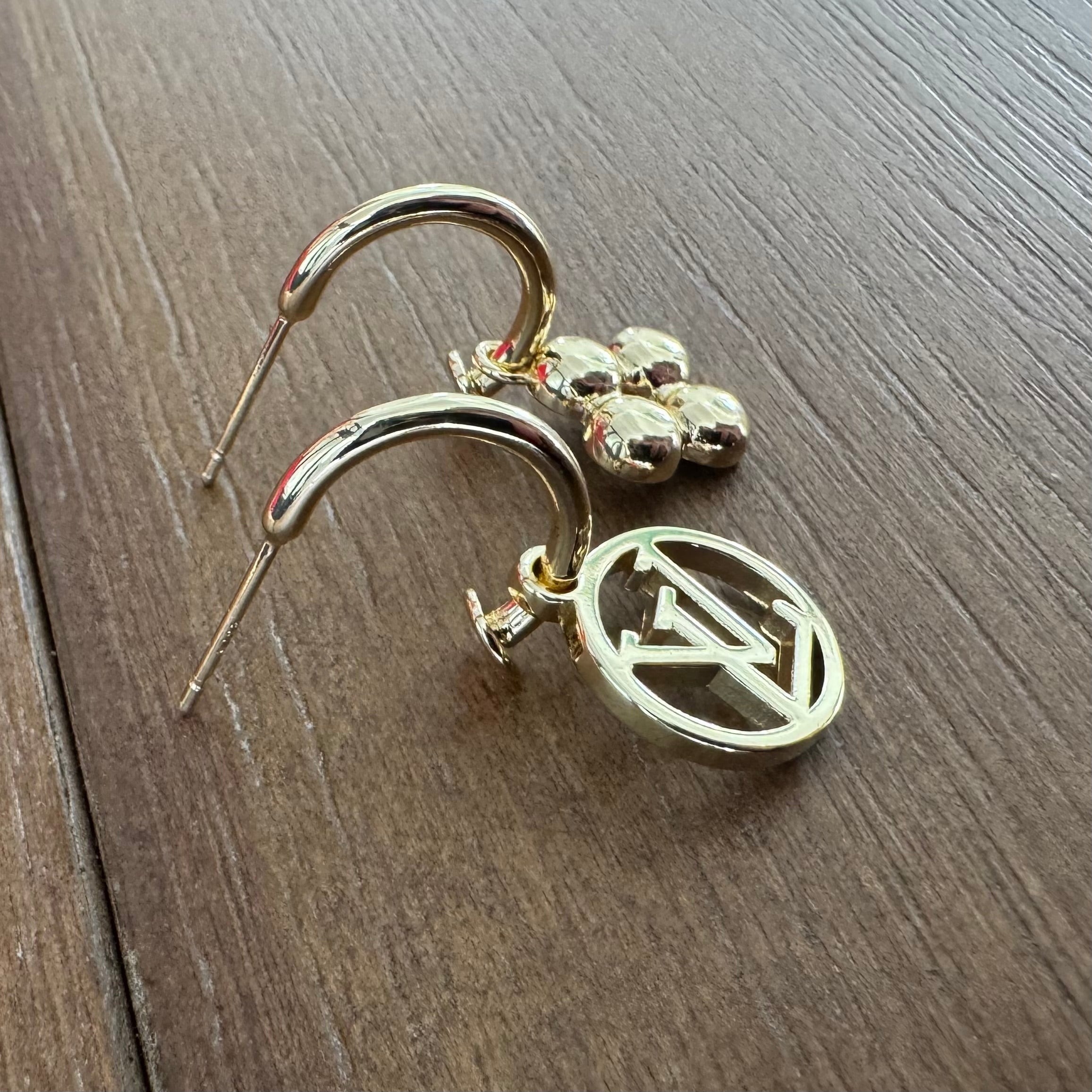 Gold Mismatch Emblem Earrings