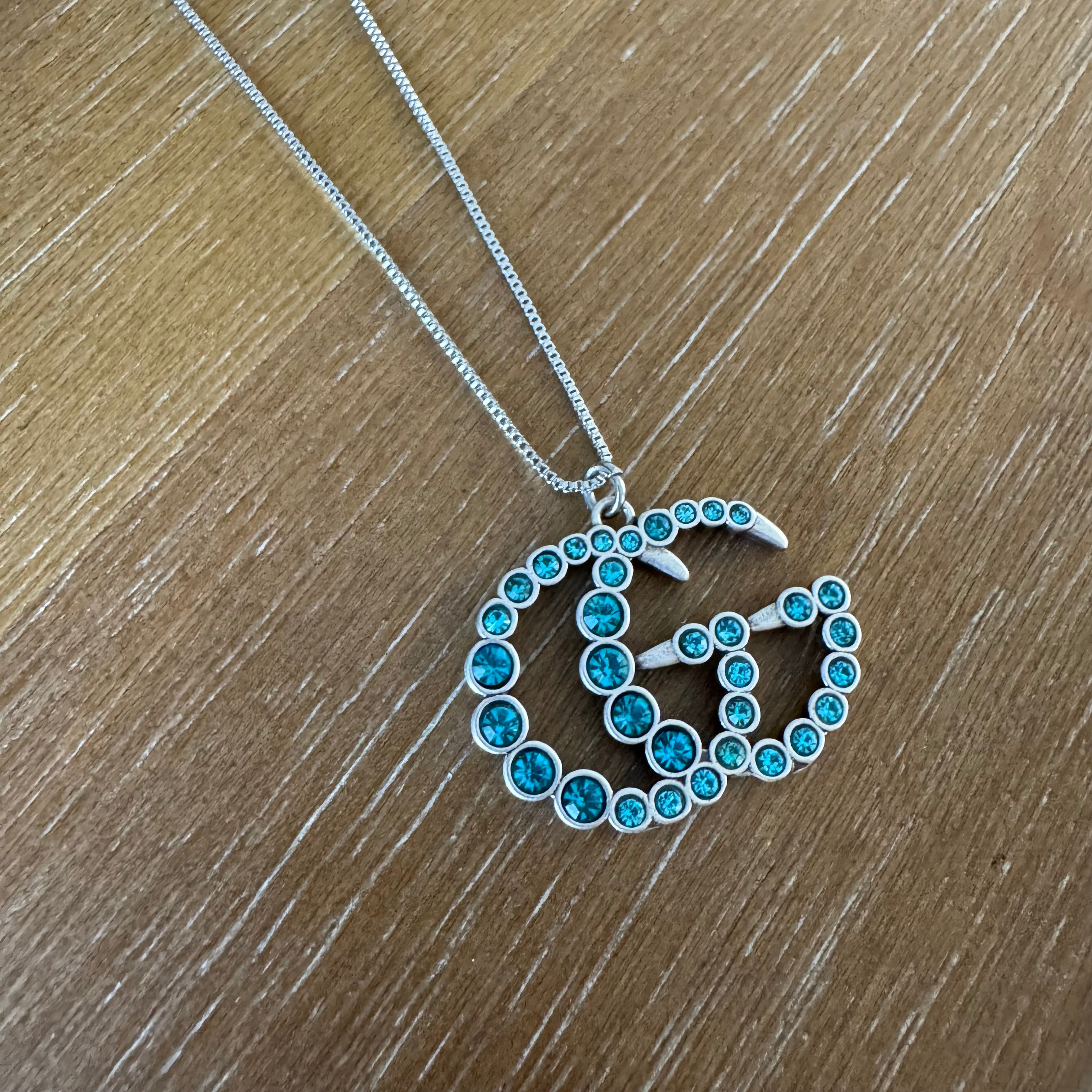 Silver and Turquoise Monogram Necklace