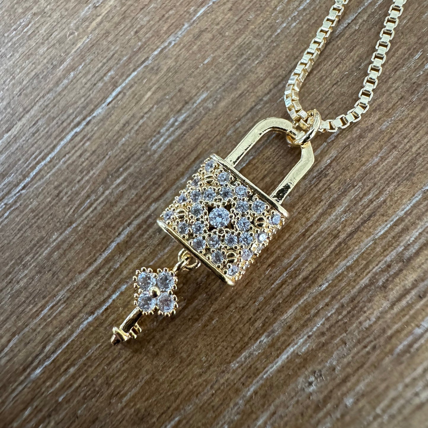 Lock and Key Rhinestone Necklace