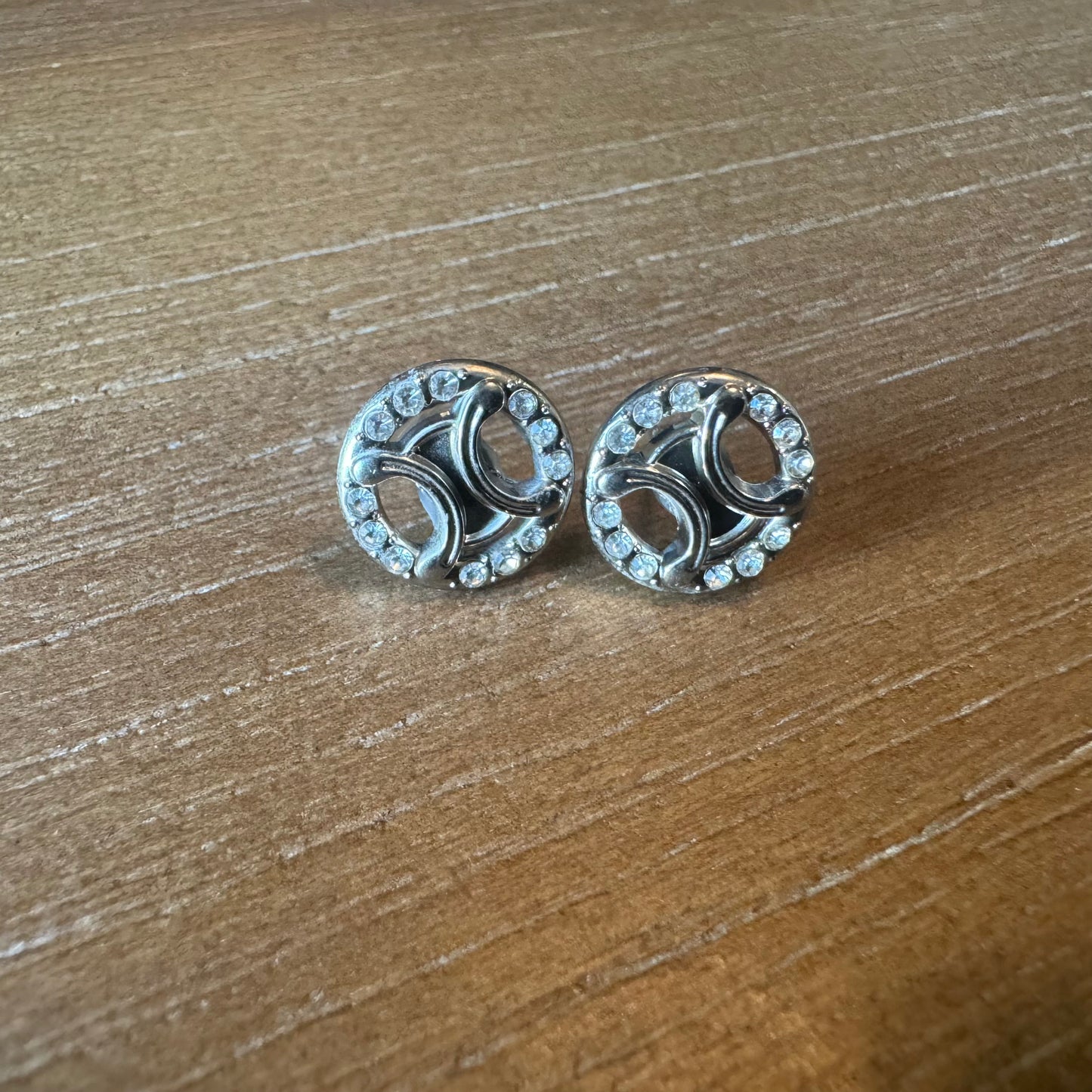 Silver and Rhinestone Mini Stud Earrings