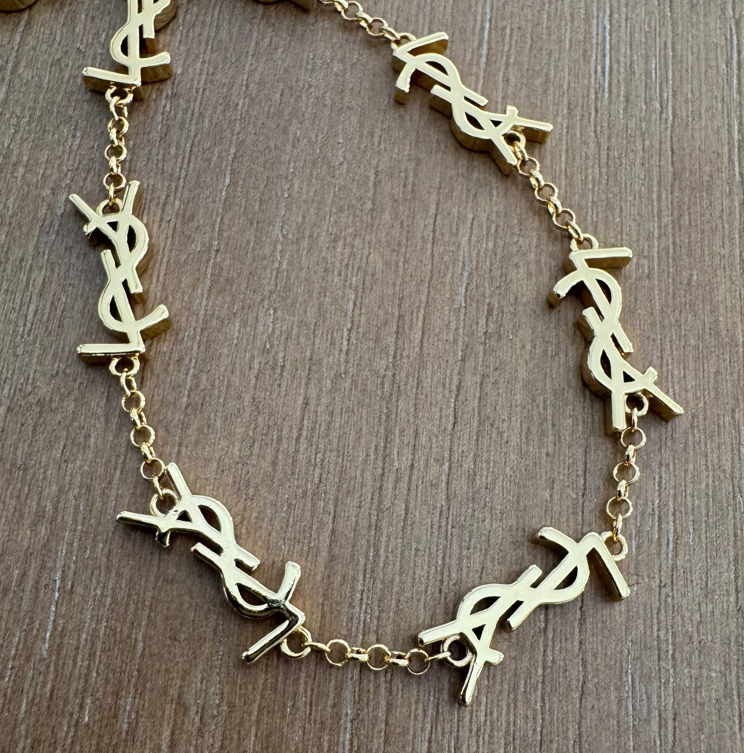Gold Small Vertical Monogram Necklace
