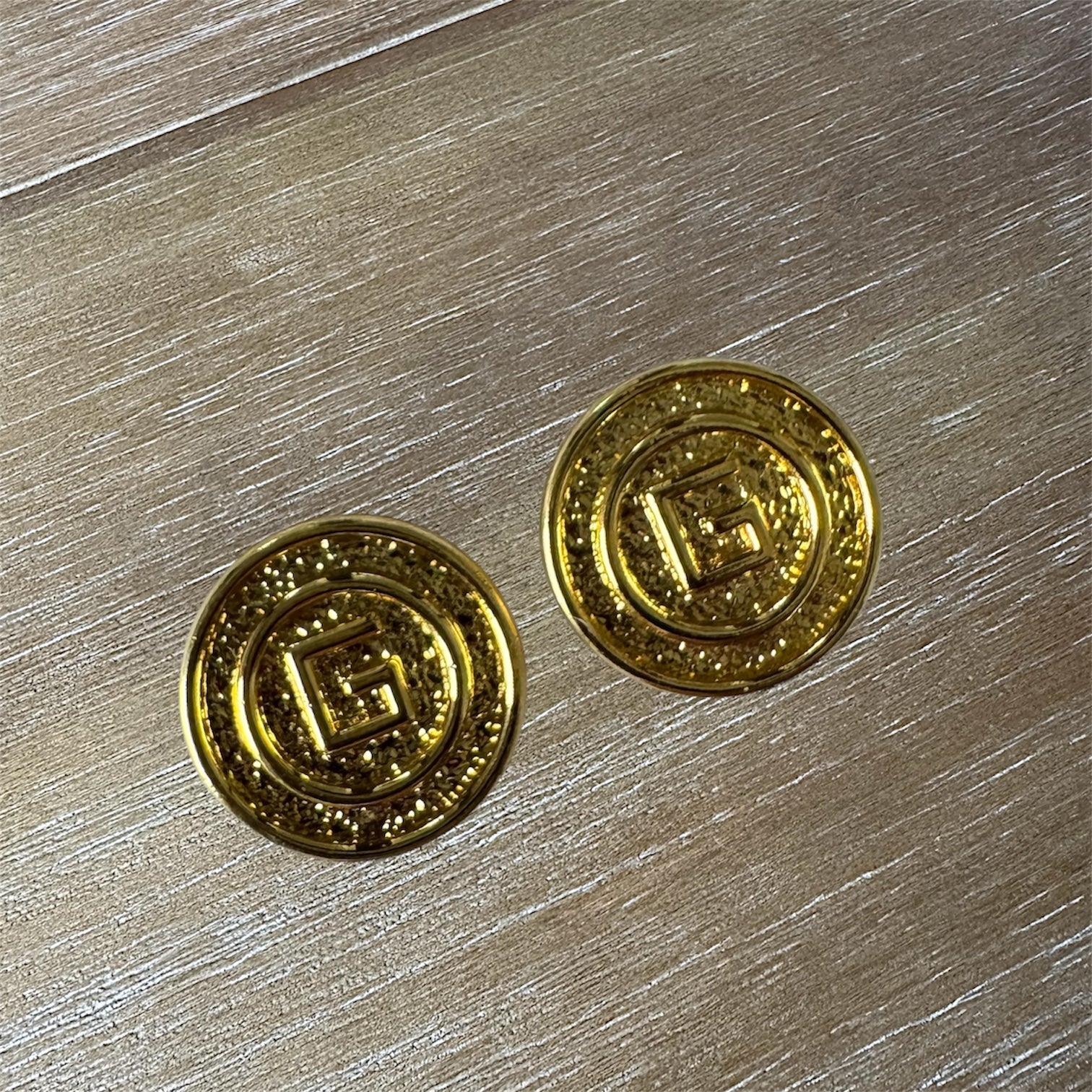 Yellow Gold Single Monogram Stud Earrings