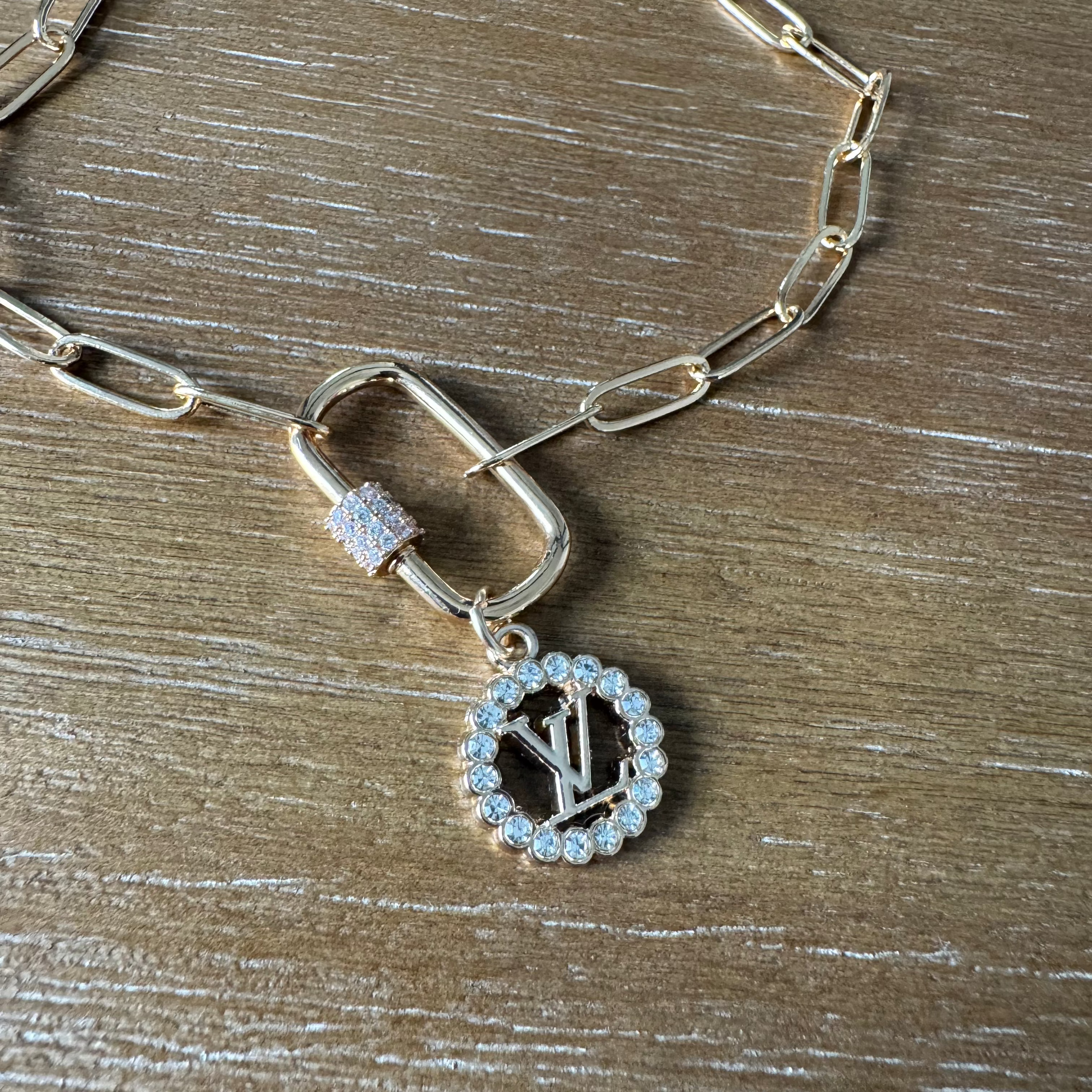 Rhinestone Carabiner Necklace