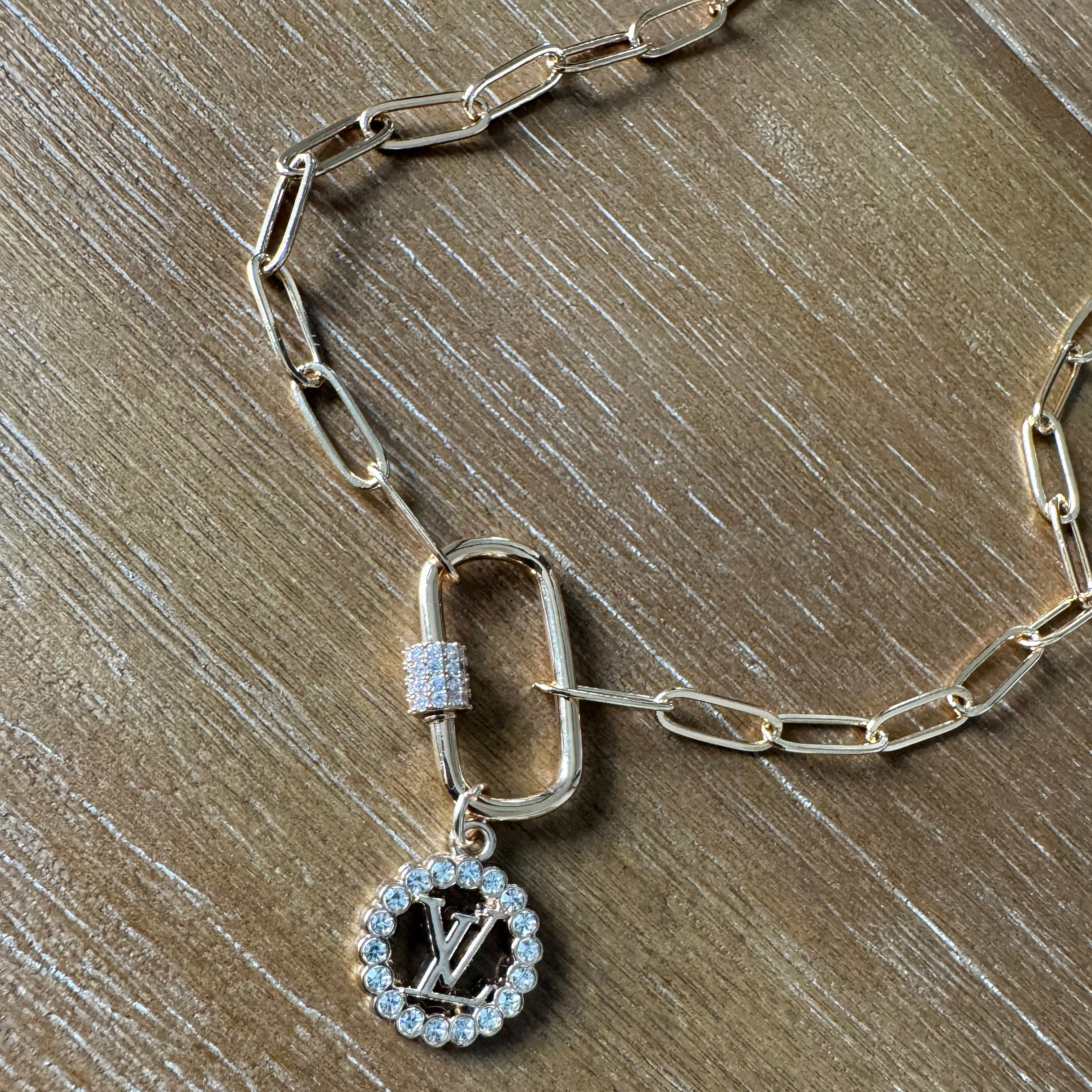 Rhinestone Carabiner Necklace