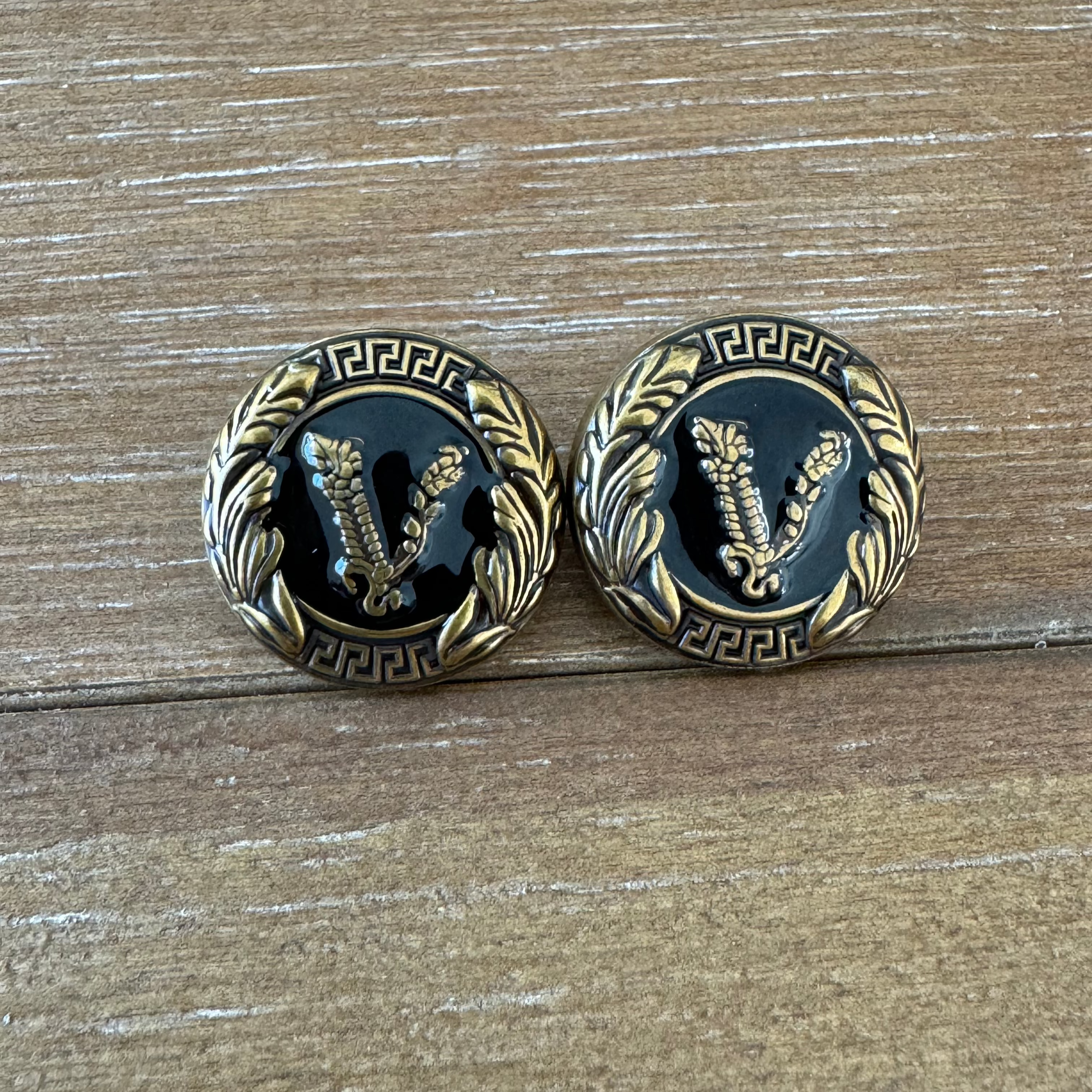 Black and Gold Filigree Stud Earrings