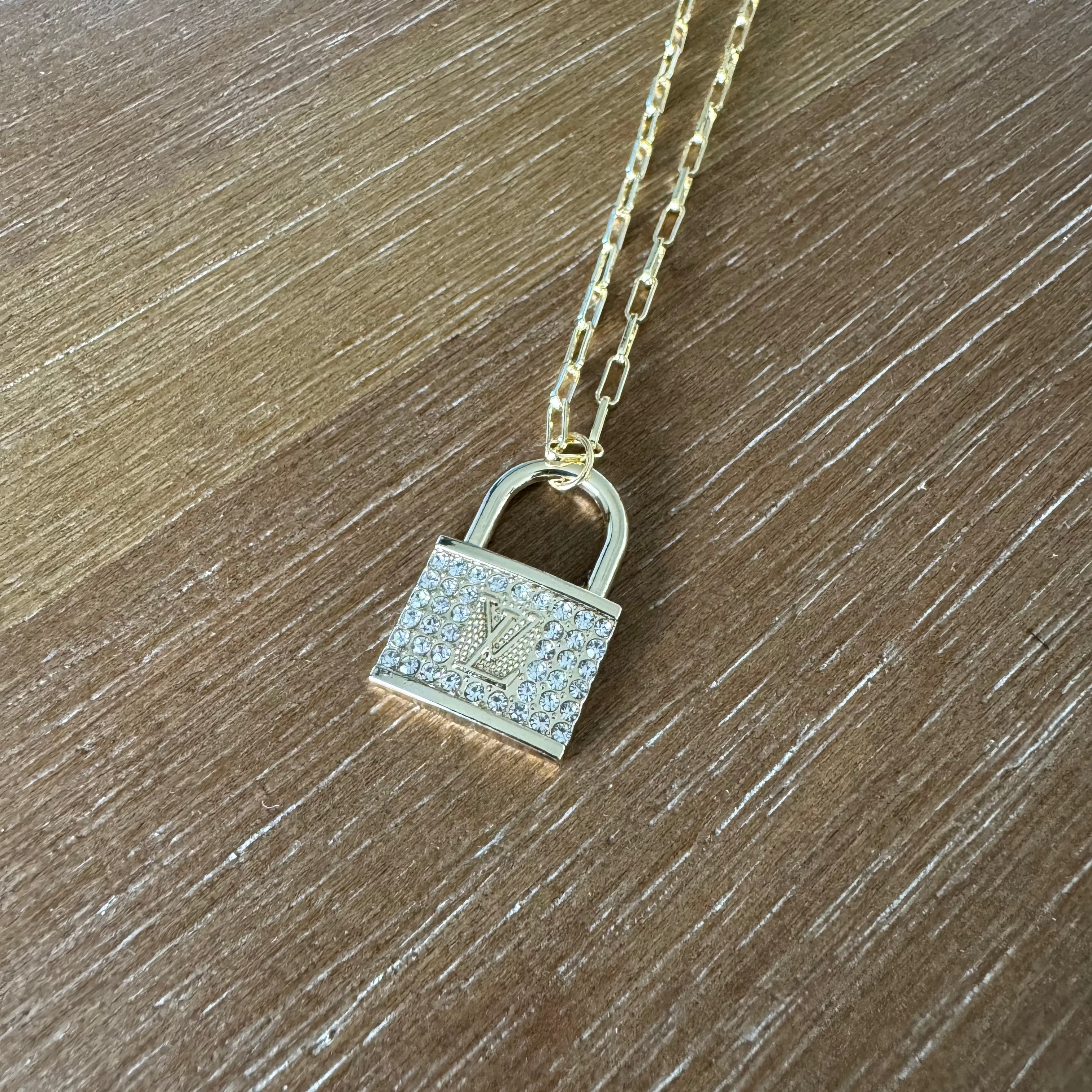Rhinestone Lock Necklace