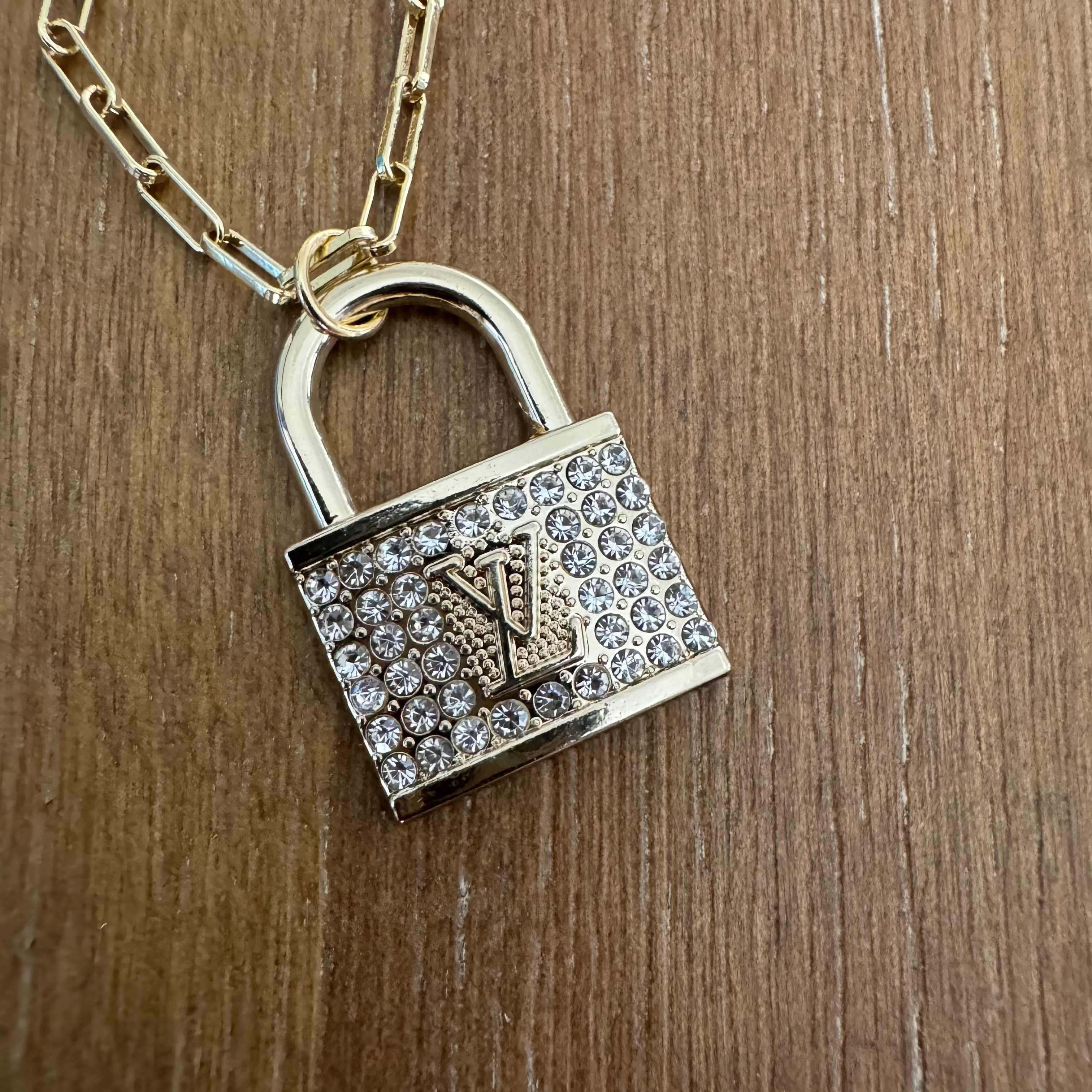 Rhinestone Lock Necklace