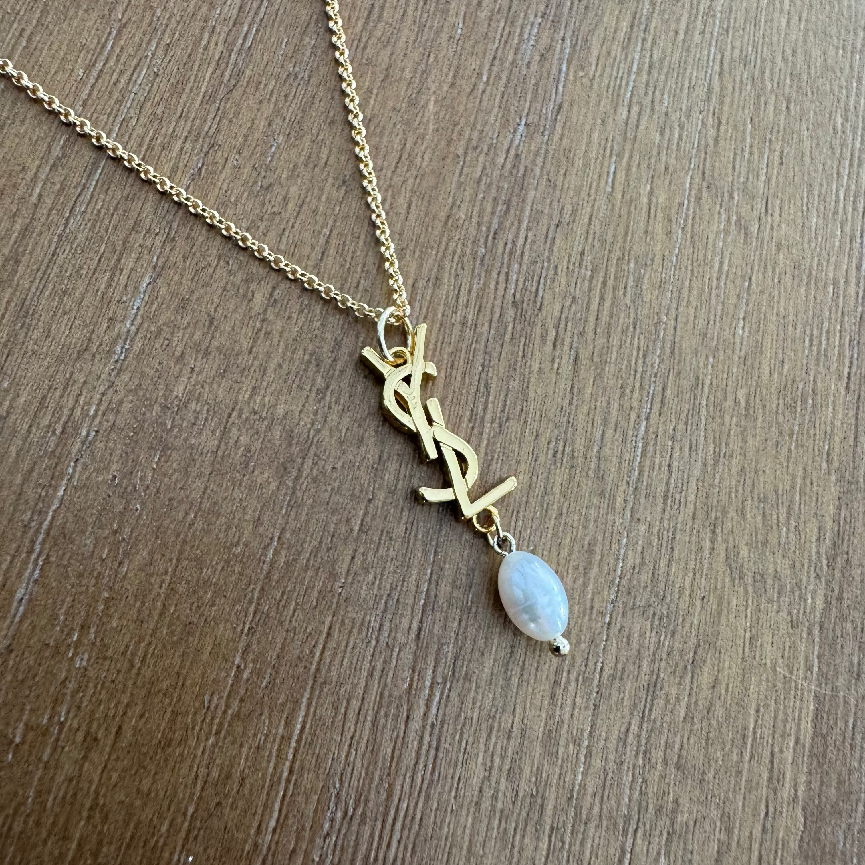 Gold Small Vertical Monogram Necklace