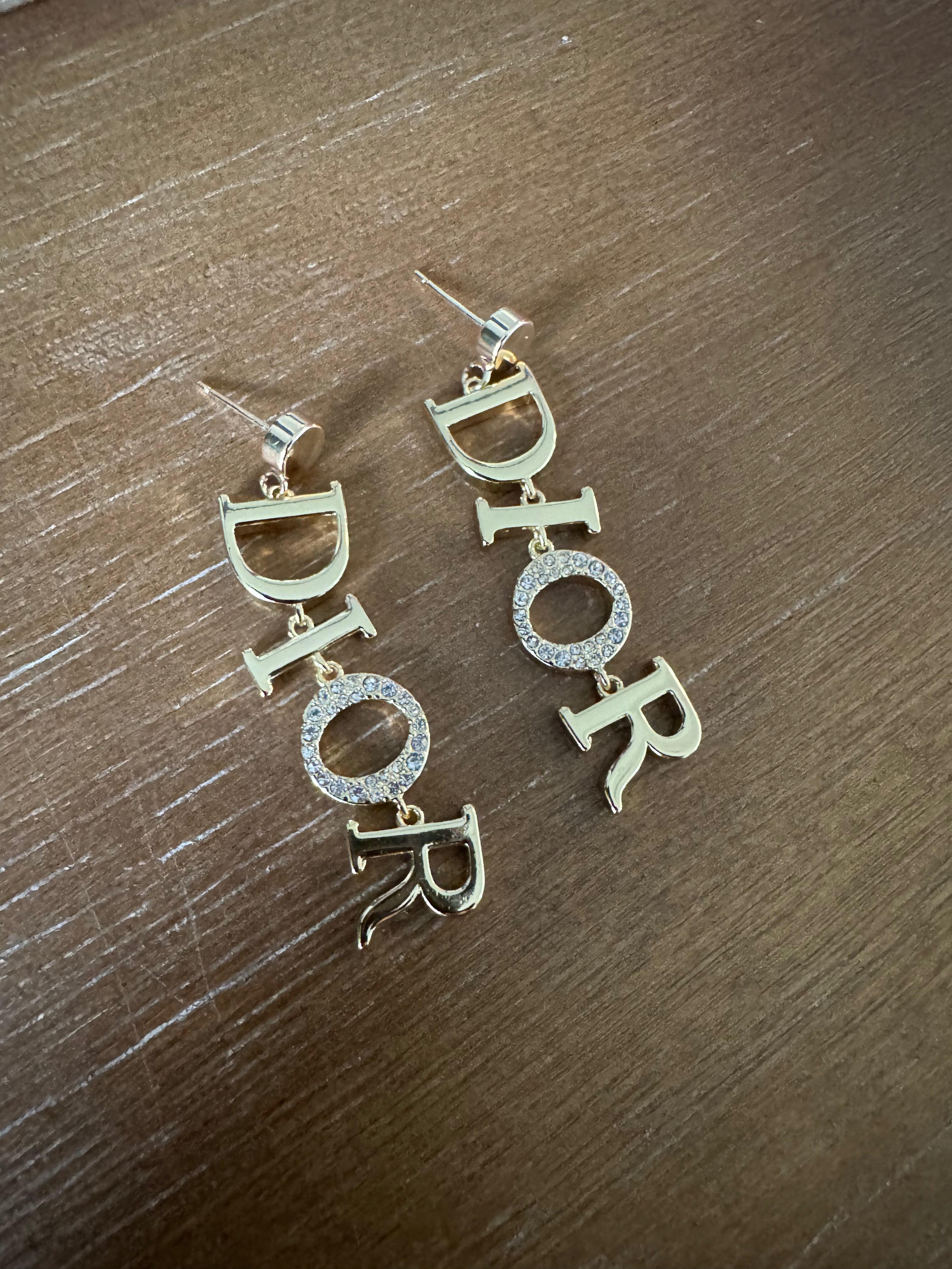 Gold Name Dangle Studs
