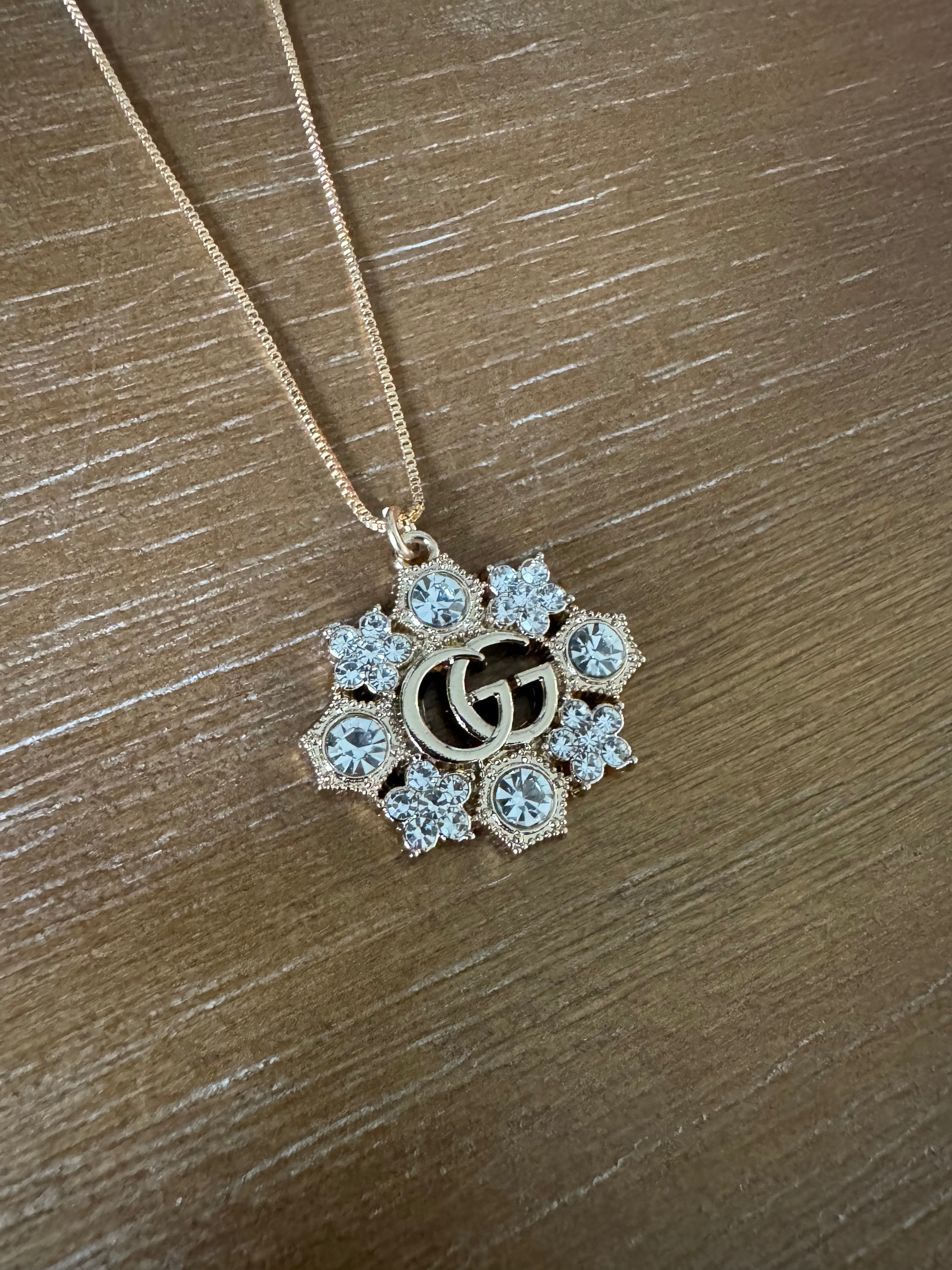 Gold Crystal Monogram Necklace