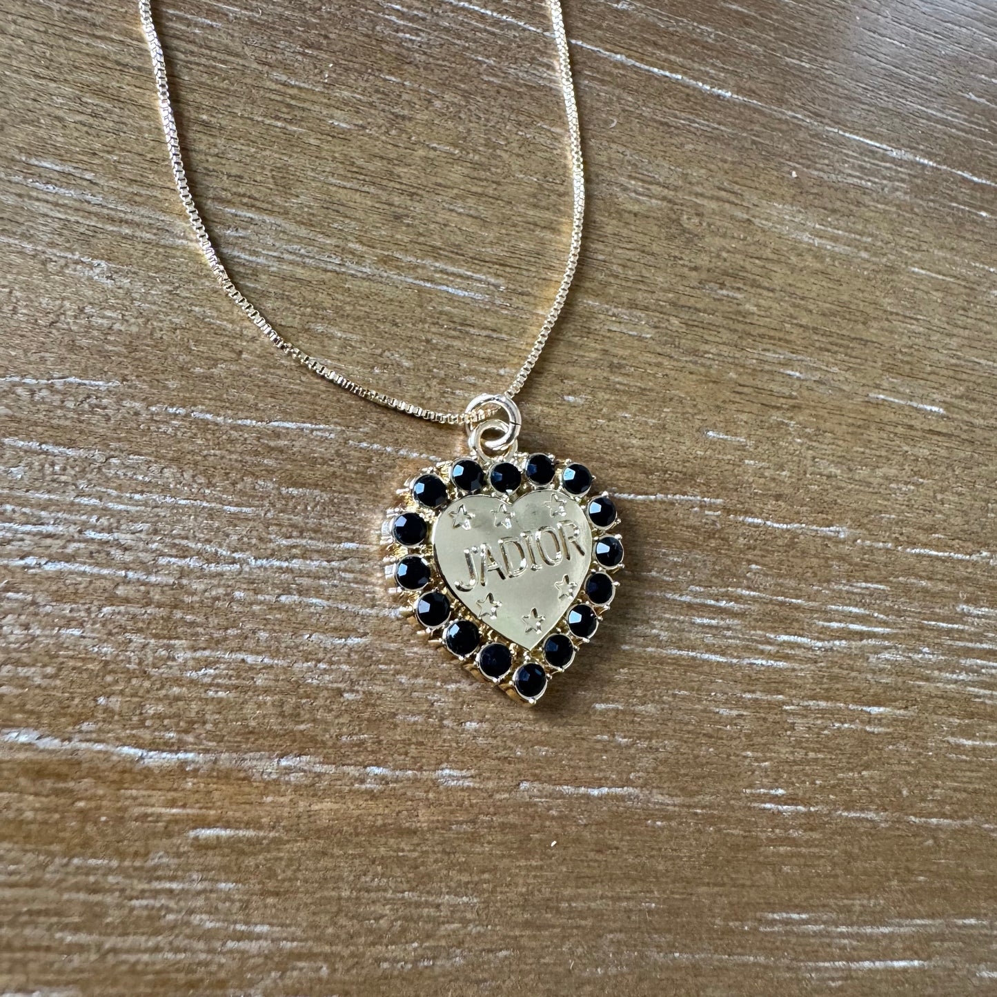 Black Rhinestone Heart Necklace
