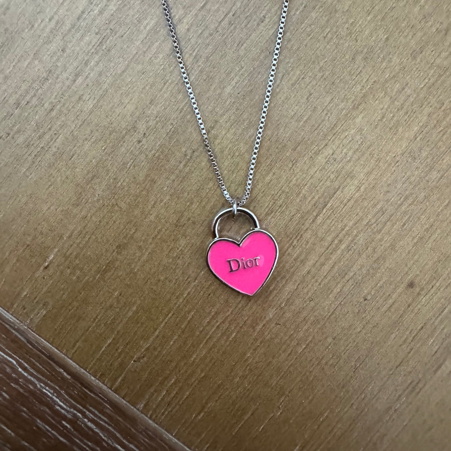 Pink and Silver Heart Necklace