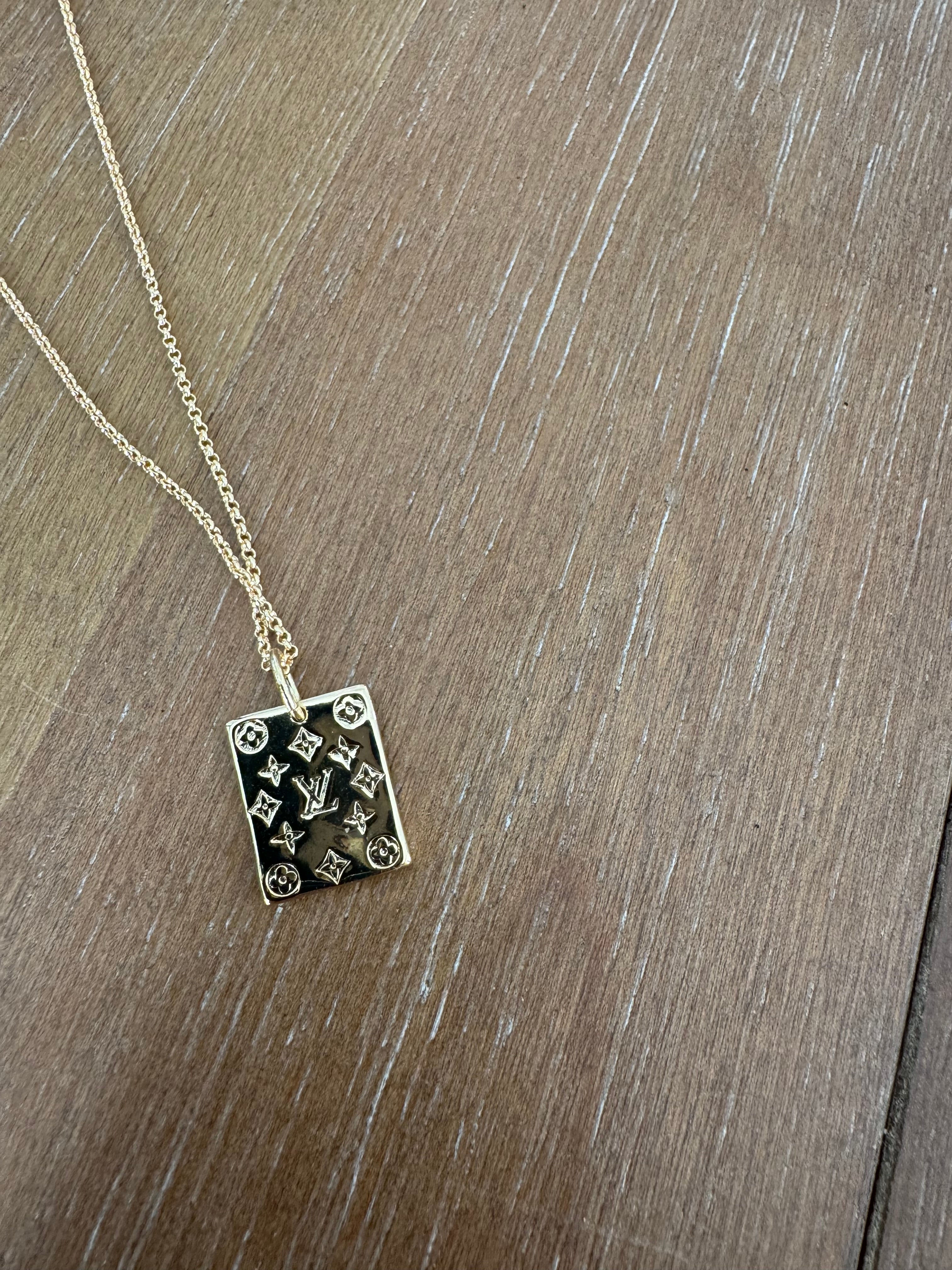 Gold 2 for 1 Rectangular Rhinestone/ Monogram Necklace