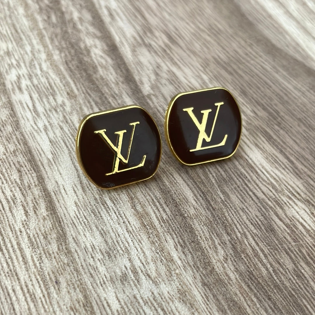 Designer Brown and Gold hot Button Earrings