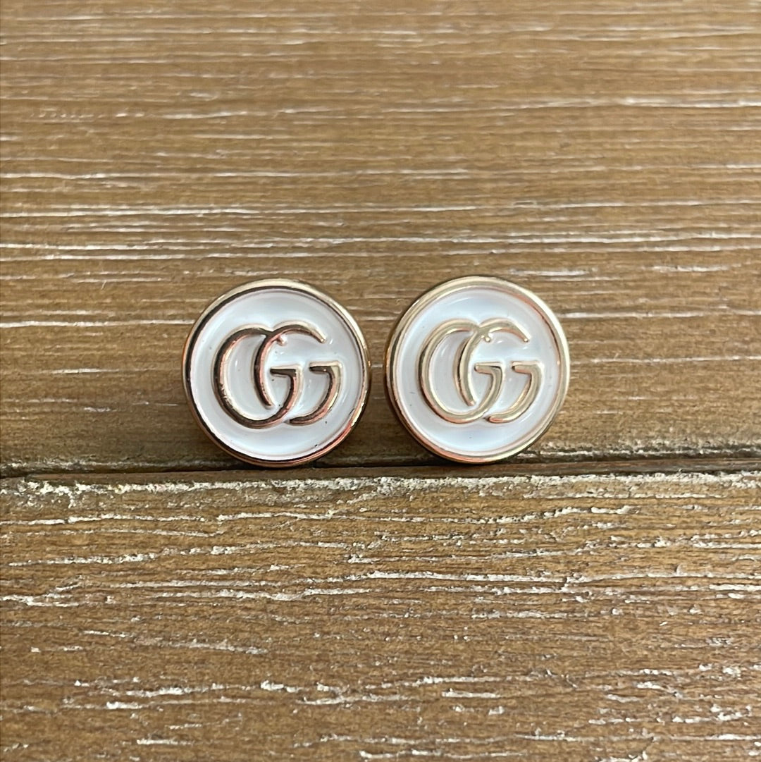 White Mini Stud Earrings