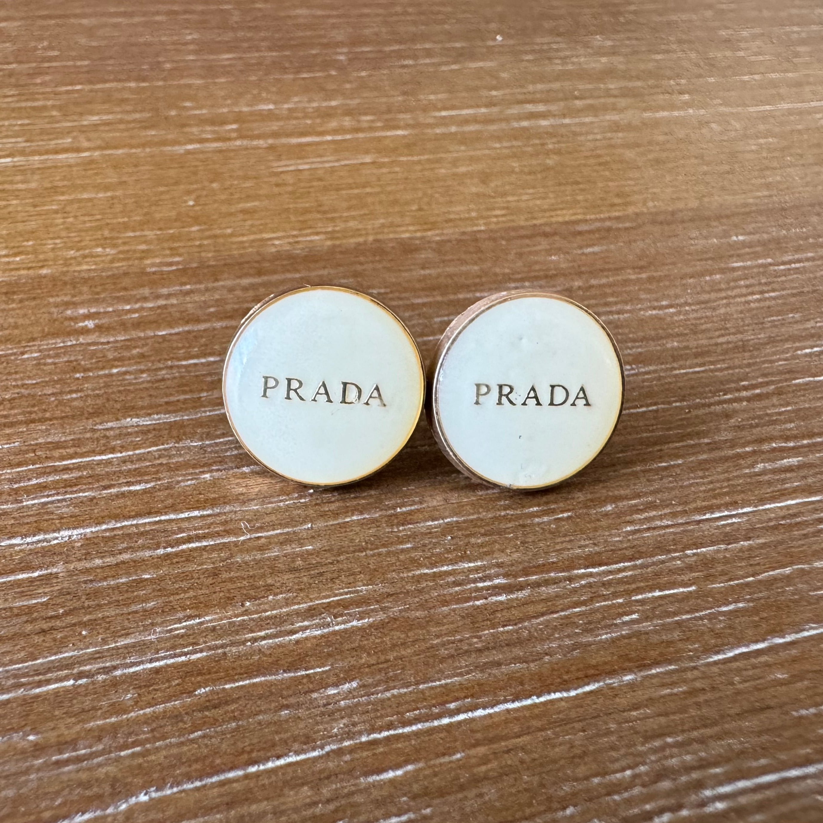 Cream Enamel Name Stud Earrings