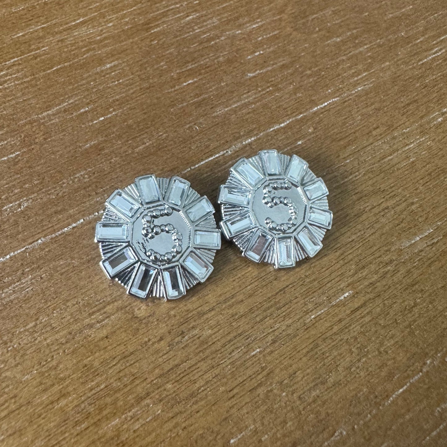 Number 5 Silver Stud Earrings