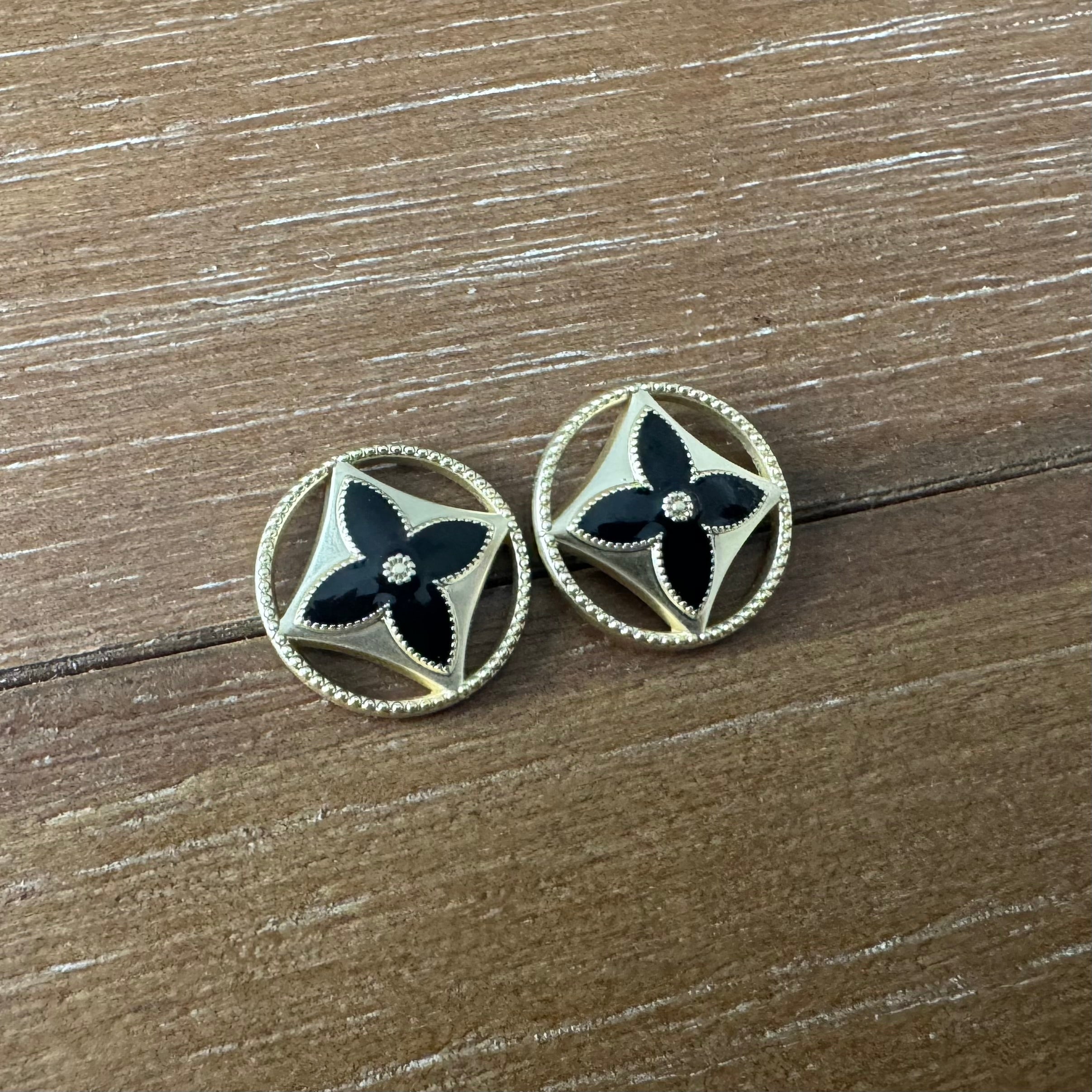 Black Enamel Cutout Earrings
