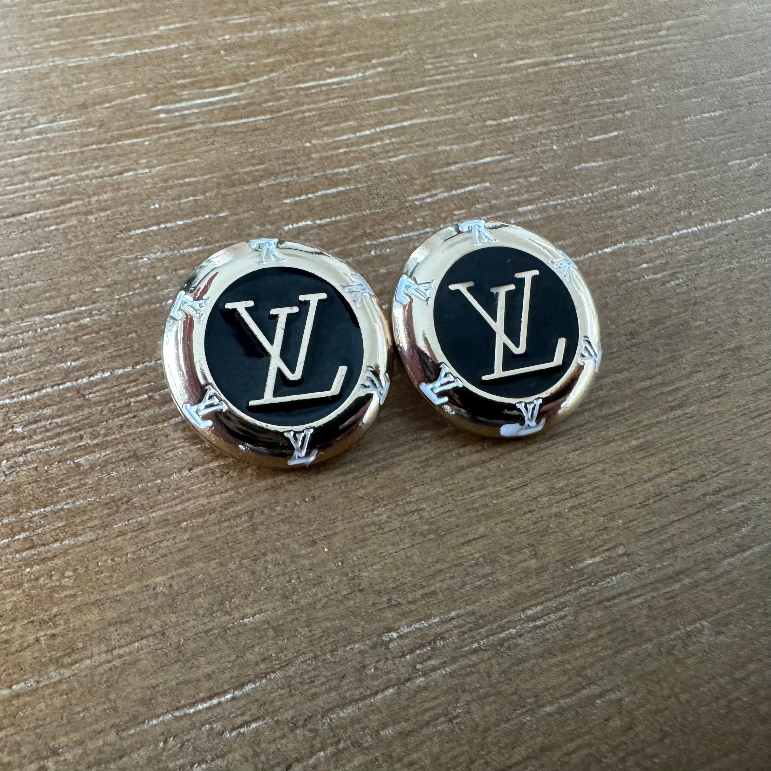 Black Enamel with Mini Monogram Stud Earrings