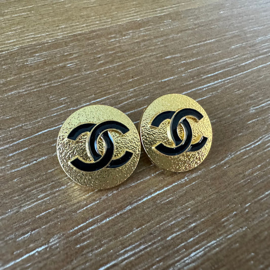 Yellow Gold with Classic Enamel Stud Earrings