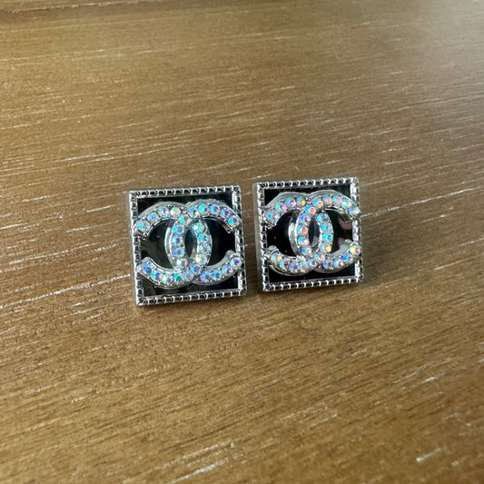 Aurora Silver Square Stud Earrings