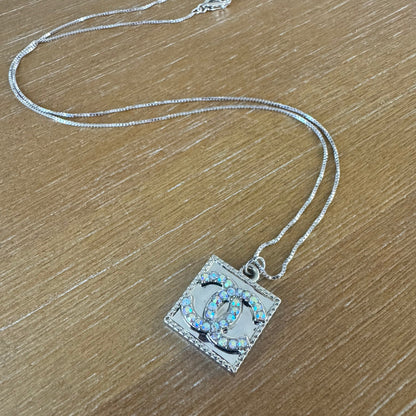 Silver Aurora Square Necklace