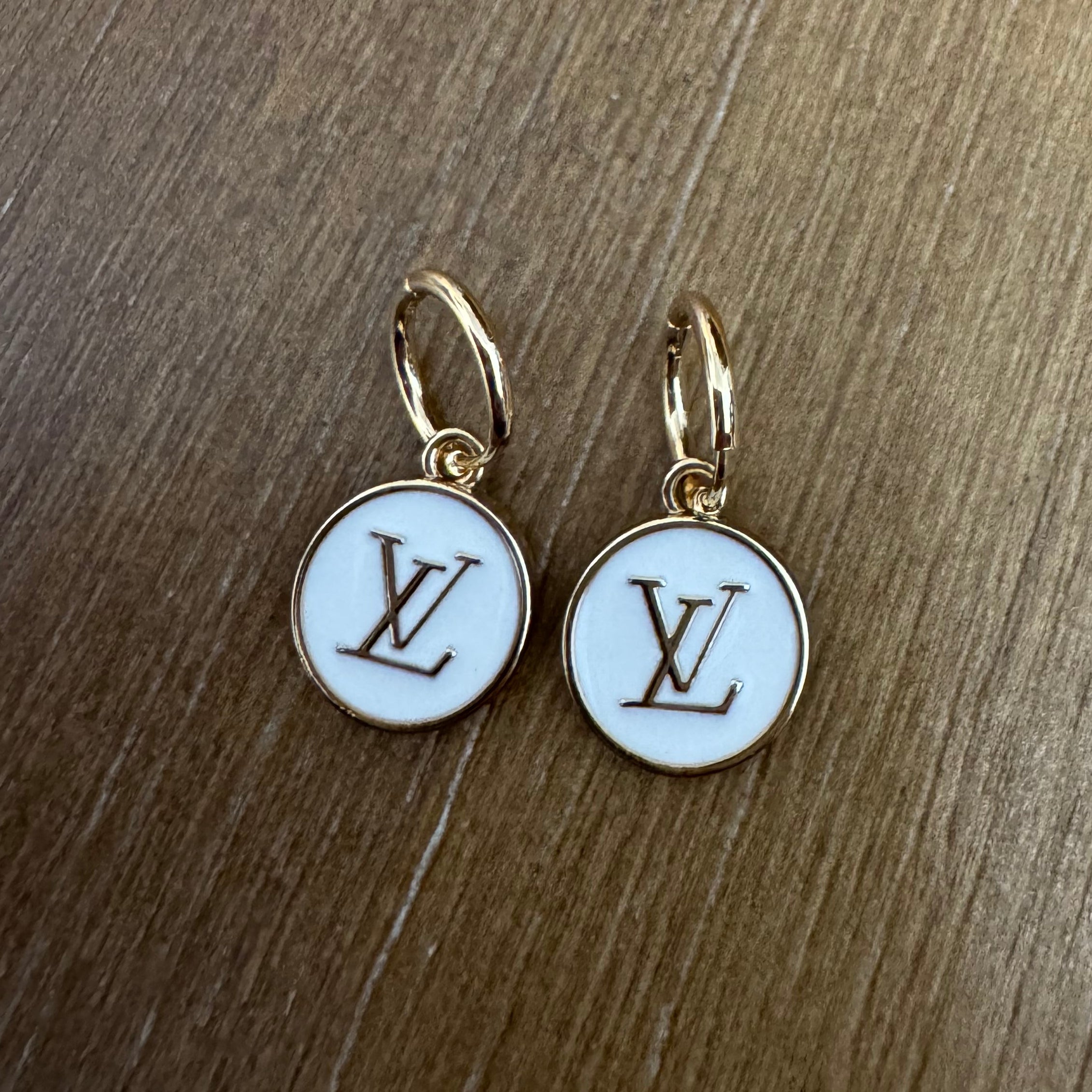 White and Gold Enamel Huggies