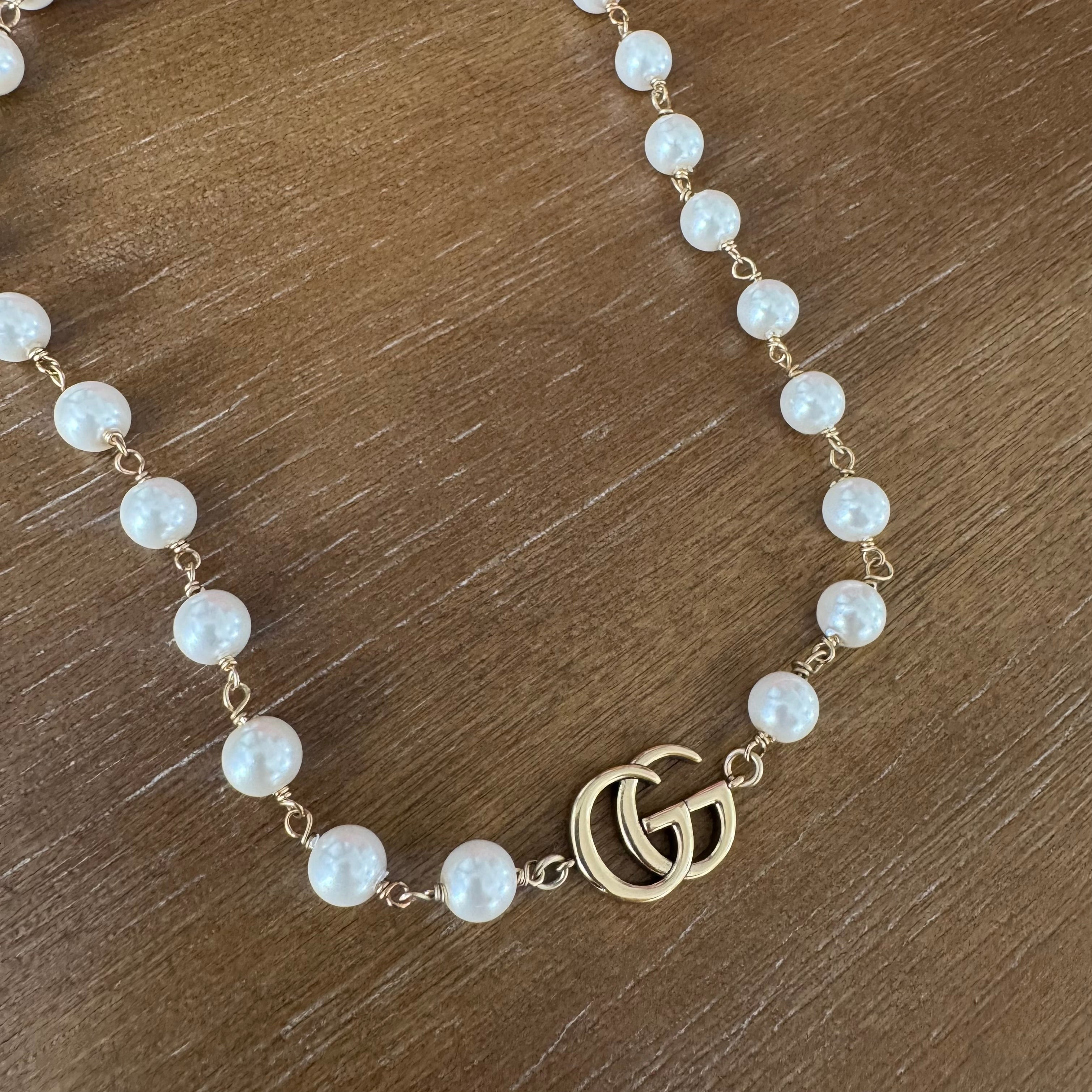Pearl and Double G Necklace