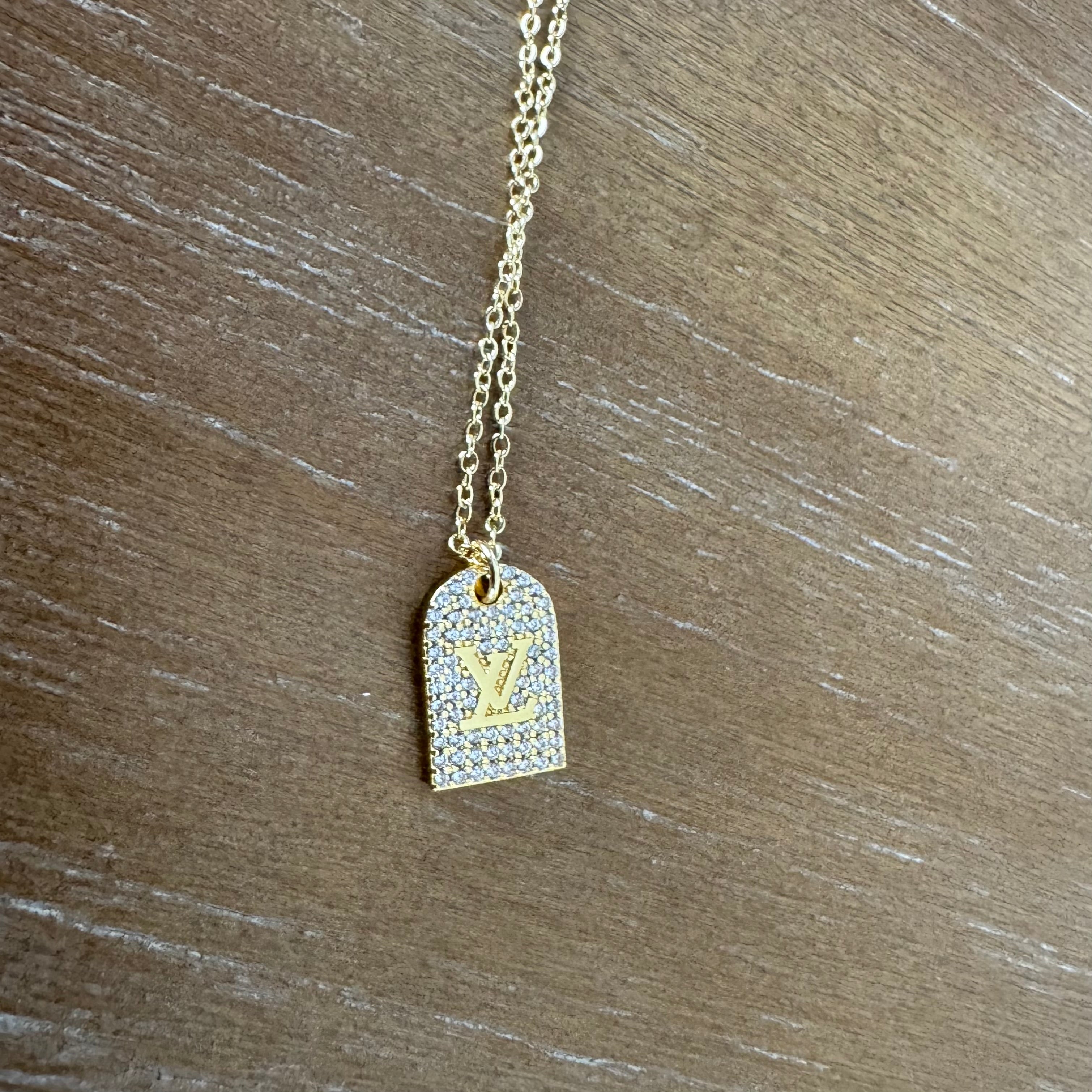 Yellow Gold Rhinestone Door Necklace