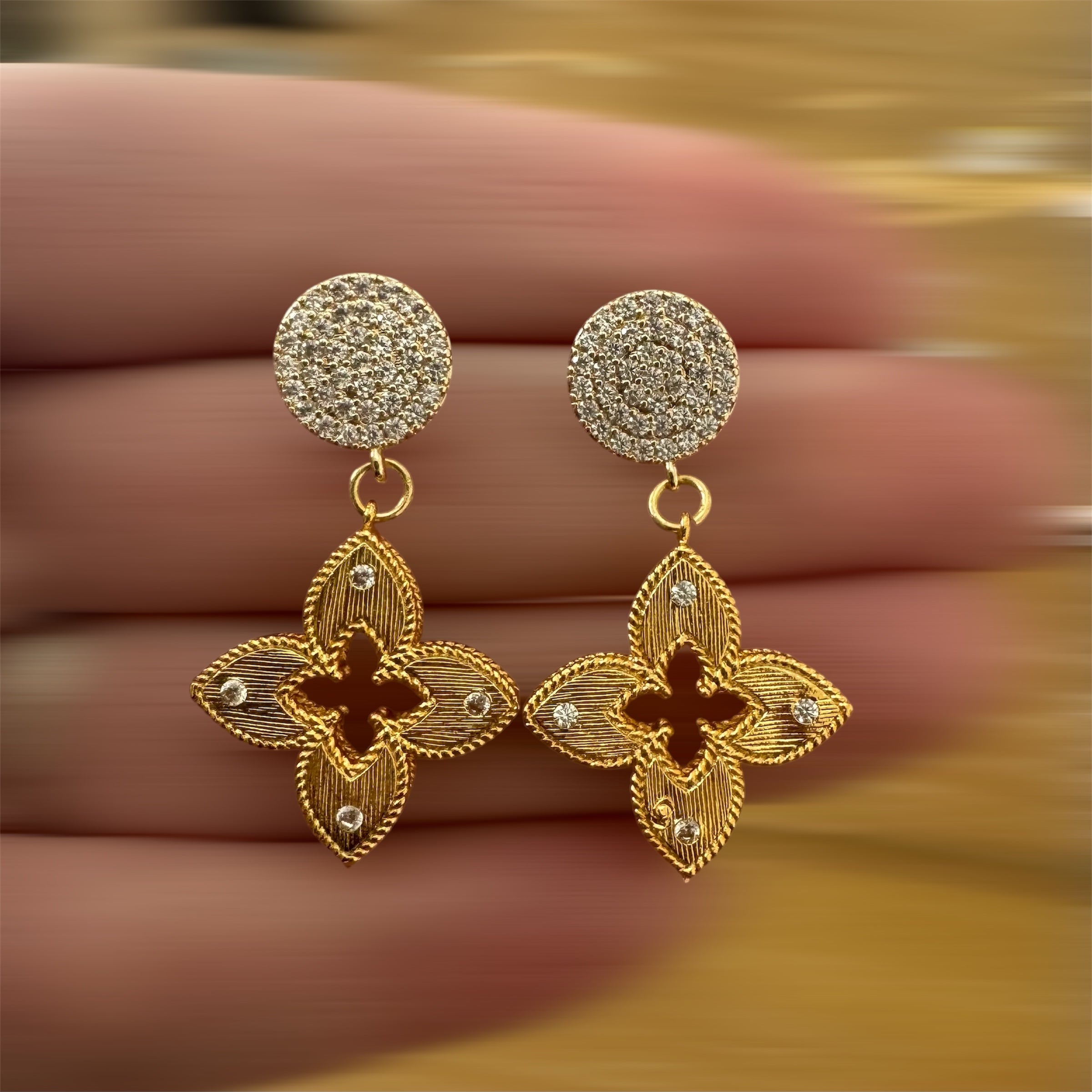 Clover on Rhinestone Studs