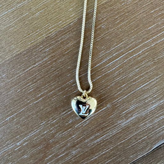 Yellow Gold Bubble Heart Necklace