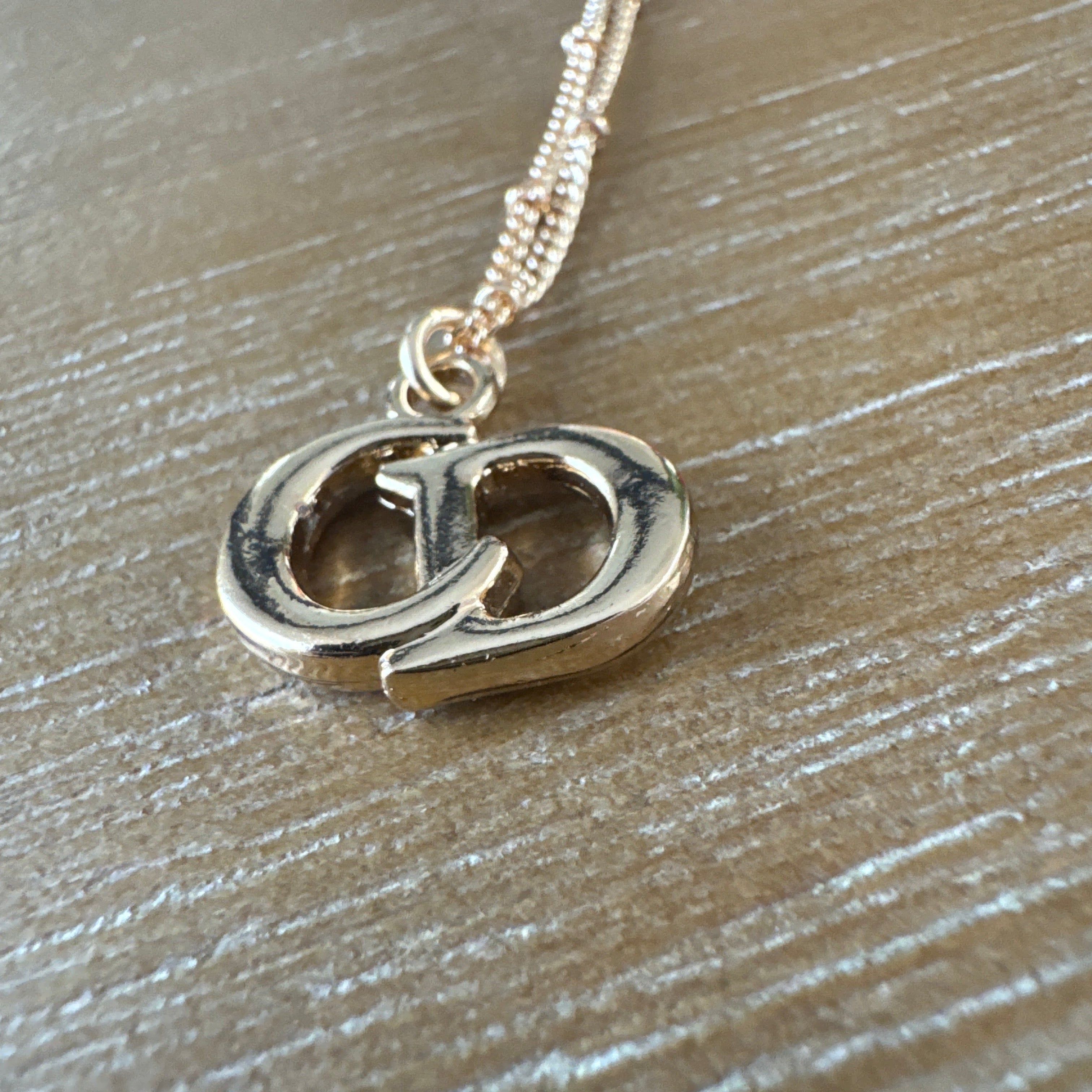 Gold Thick Monogram Necklace