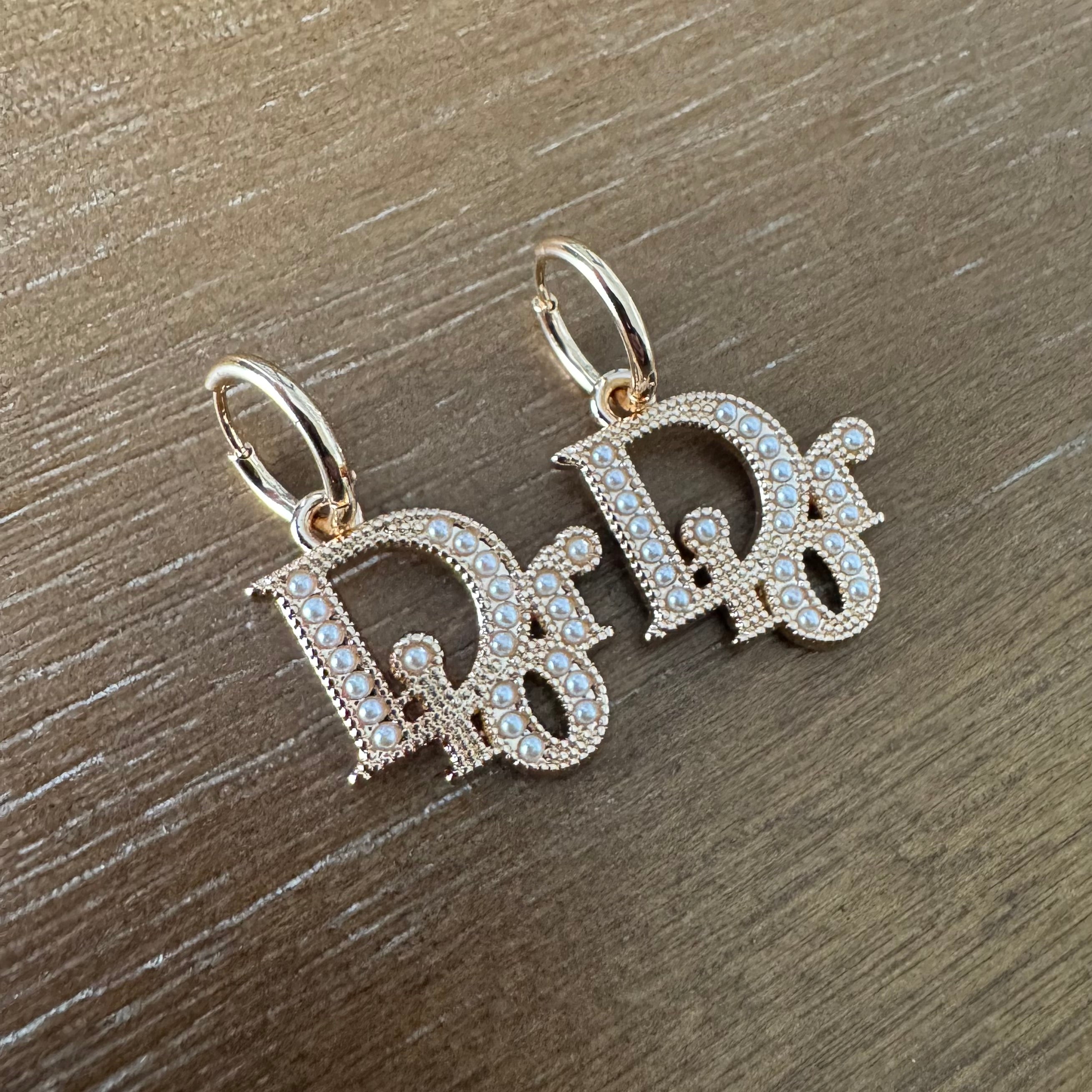 Pearl Name Huggie Earrings