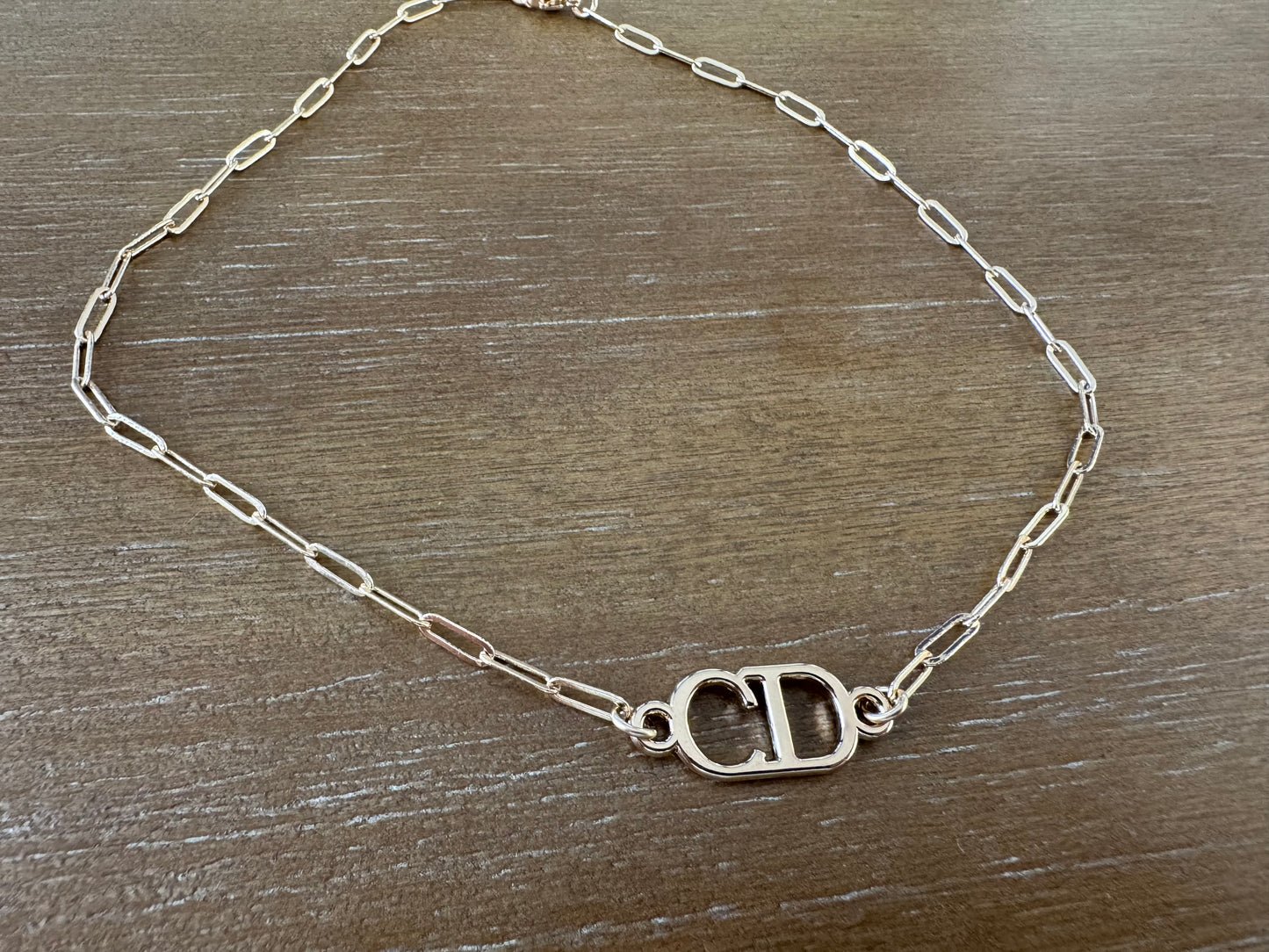 Gold Monogram Paperclip necklace