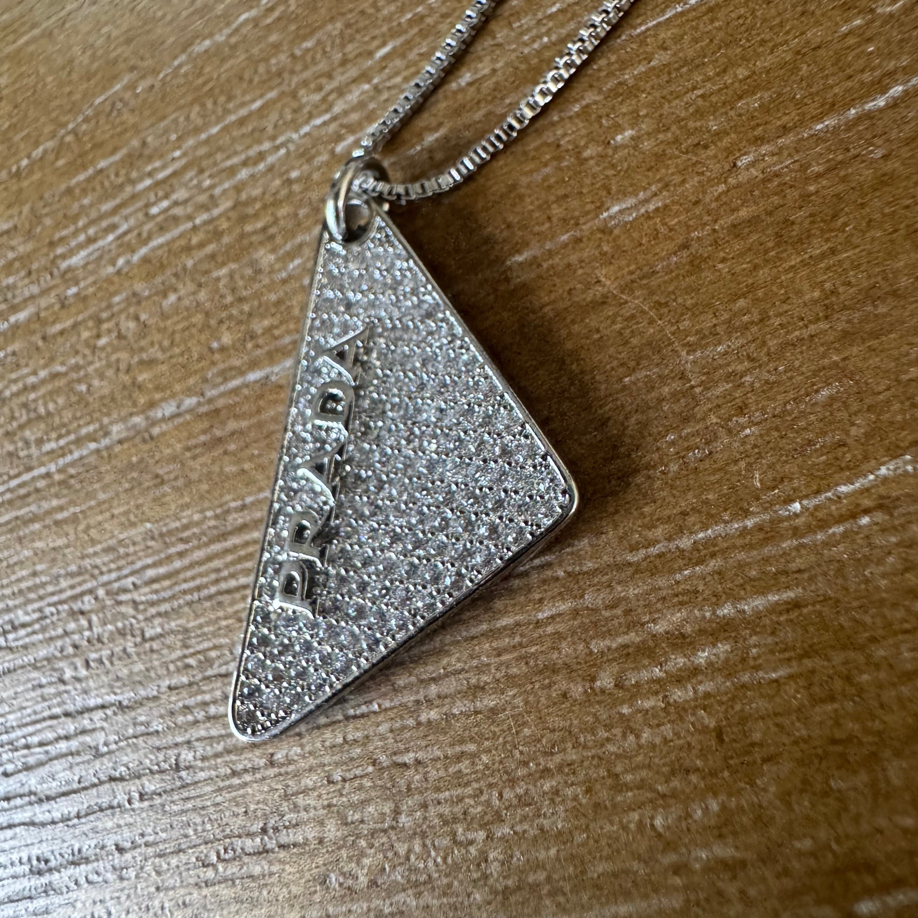 Silver and Pave Tag Necklace