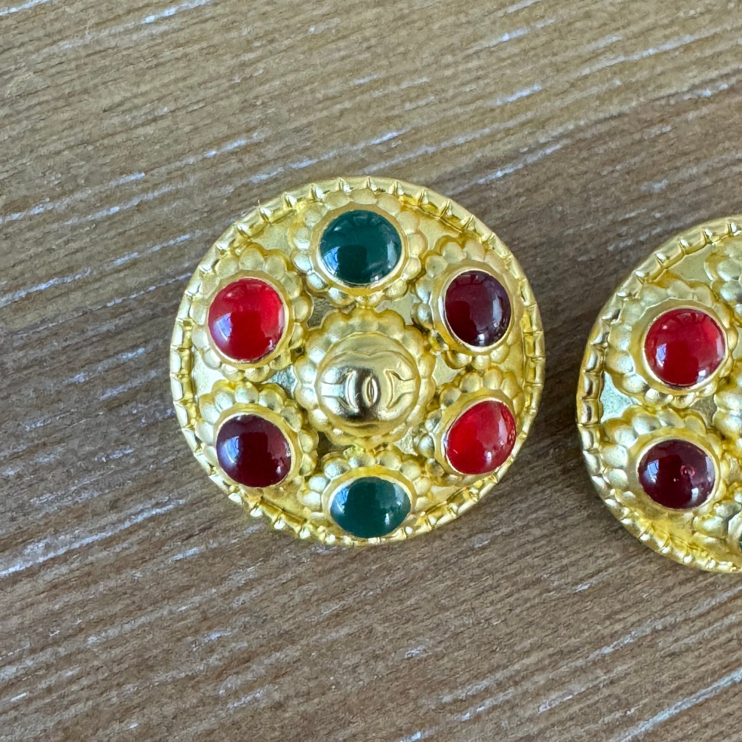 Yellow Gold with Jewel Tones Stud Earrings