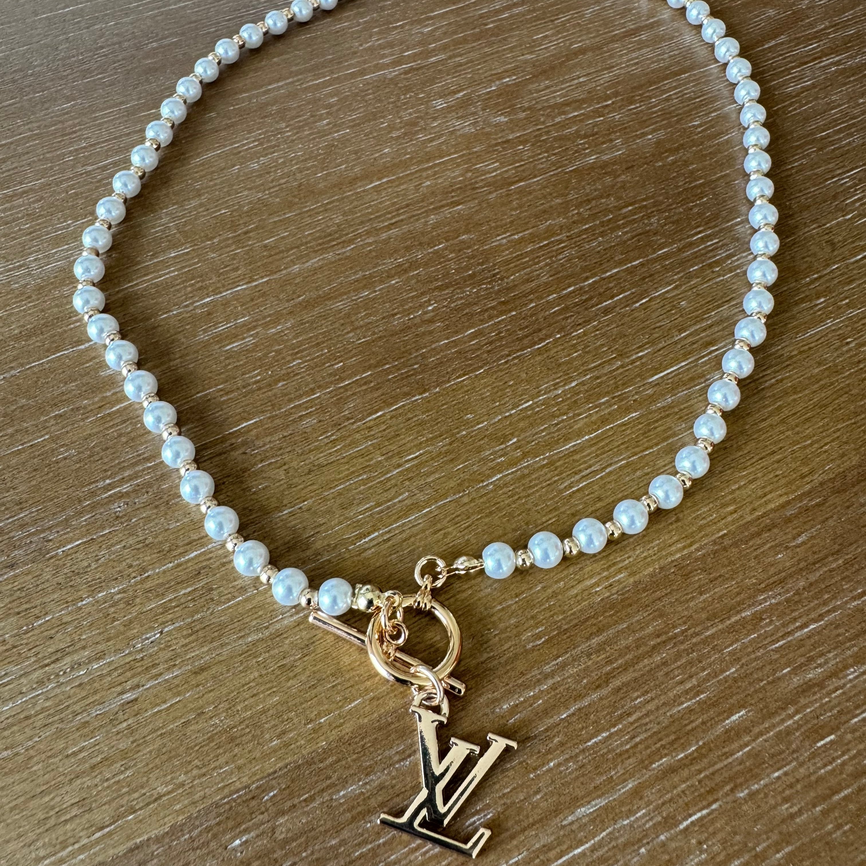 Pearl Monogram Toggle Necklace